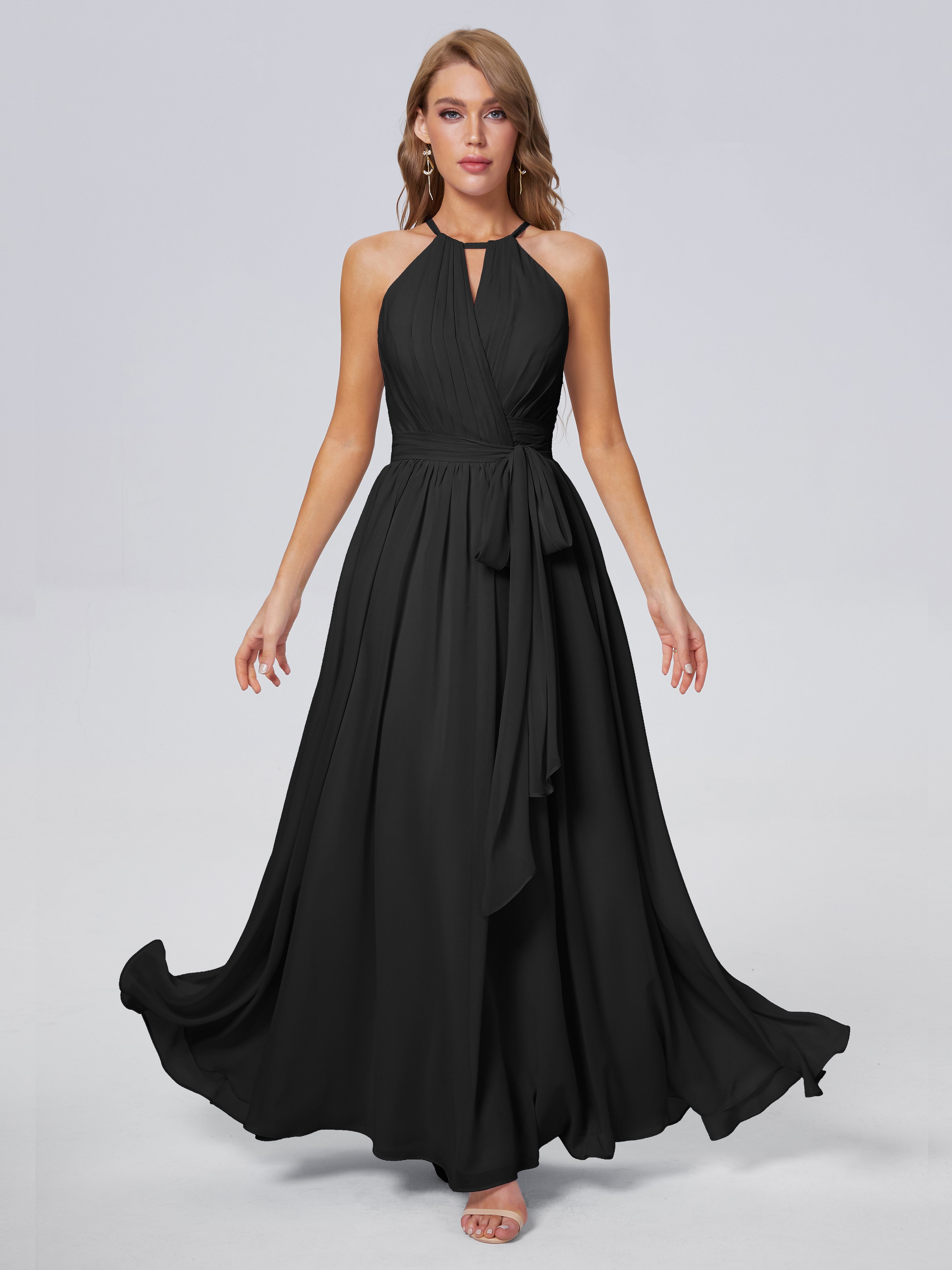 Amy Gorgeous Halter Chiffon Long Bridesmaid Dresses