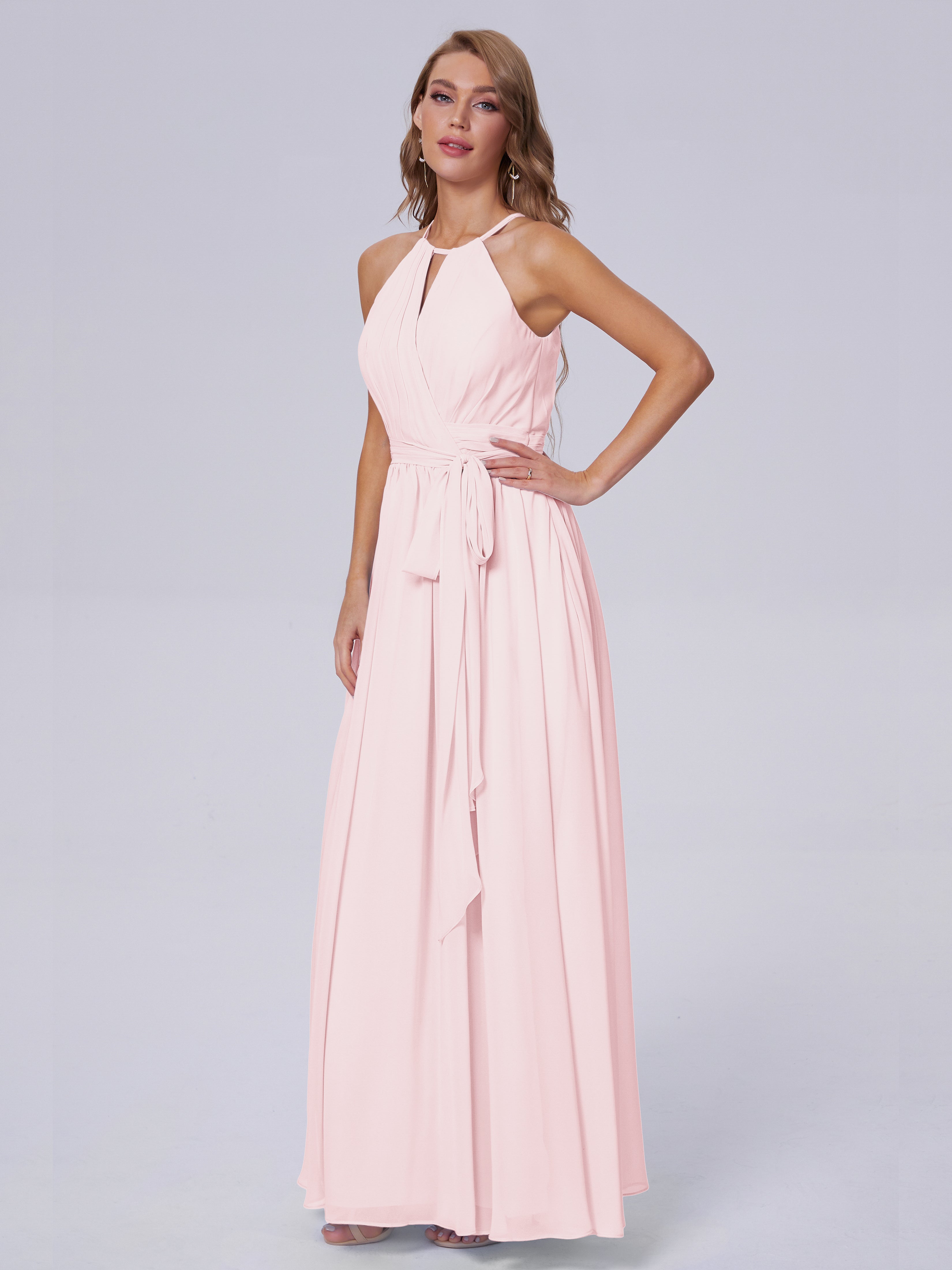 Amy Gorgeous Halter Chiffon Long Bridesmaid Dresses