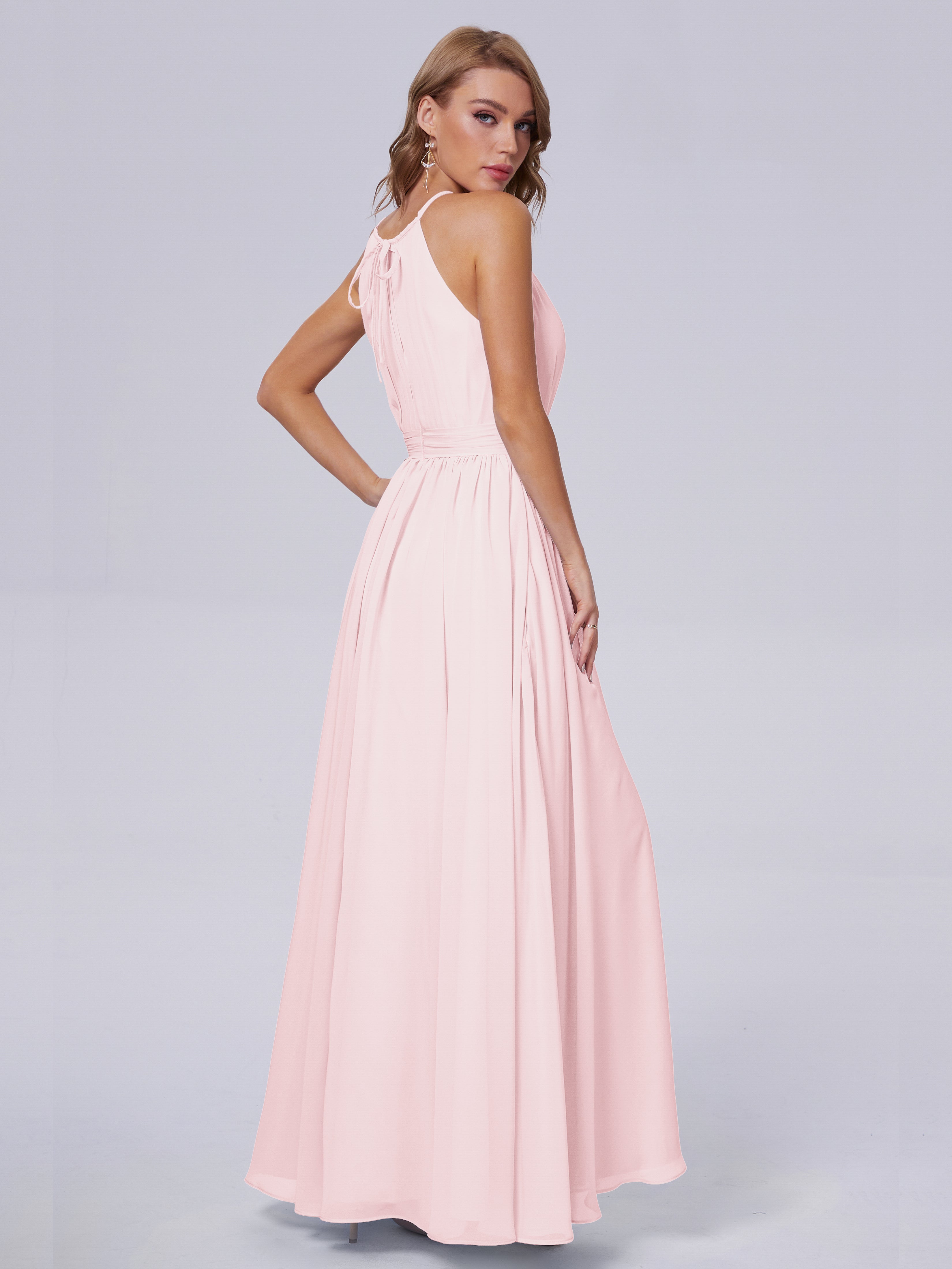 Amy Gorgeous Halter Chiffon Long Bridesmaid Dresses