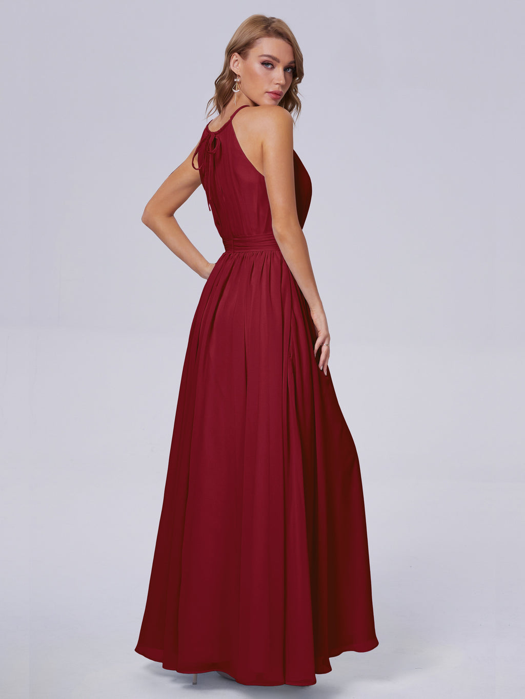 Amy Gorgeous Halter Chiffon Long Bridesmaid Dresses