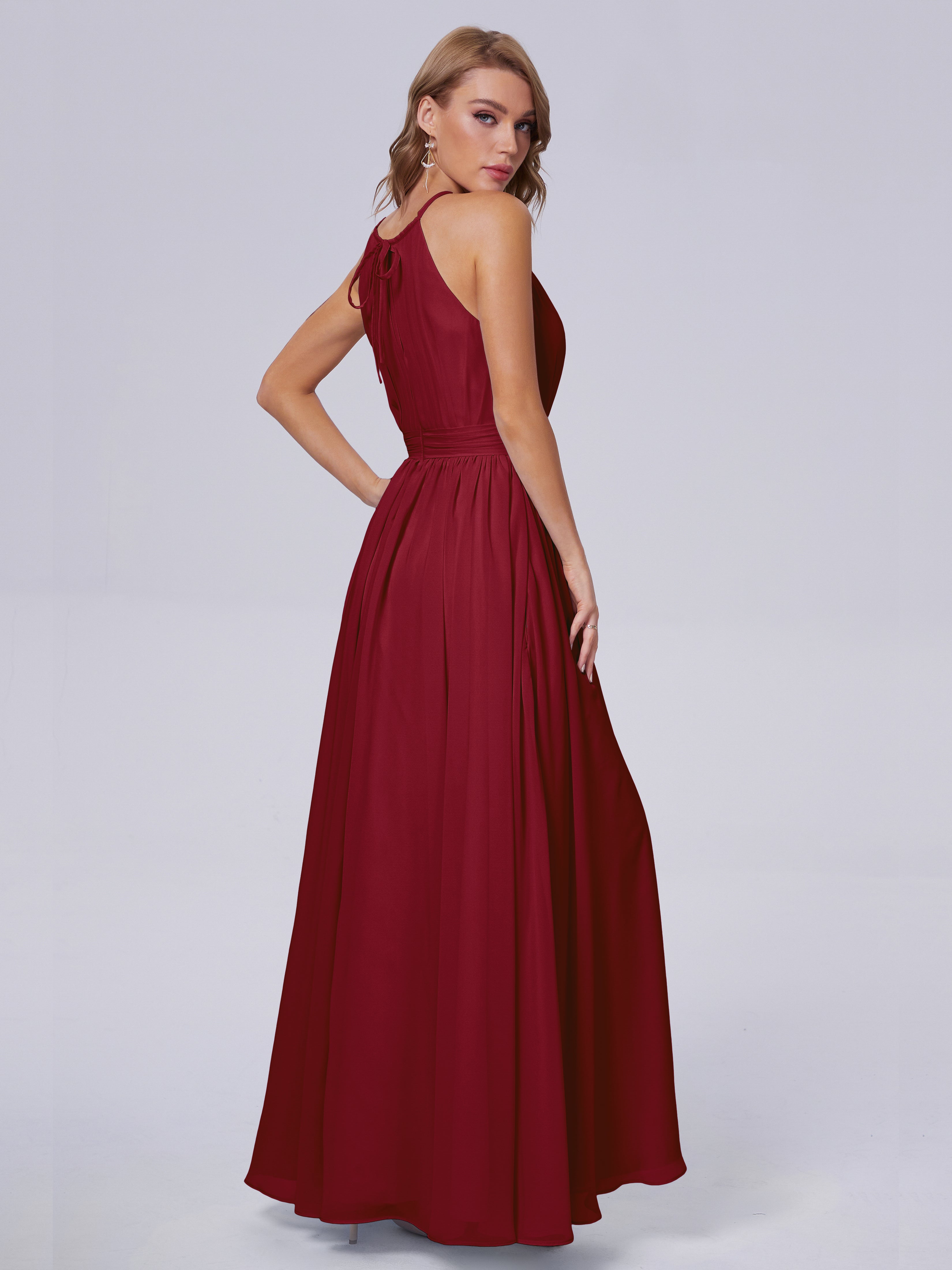 Amy Gorgeous Halter Chiffon Long Bridesmaid Dresses