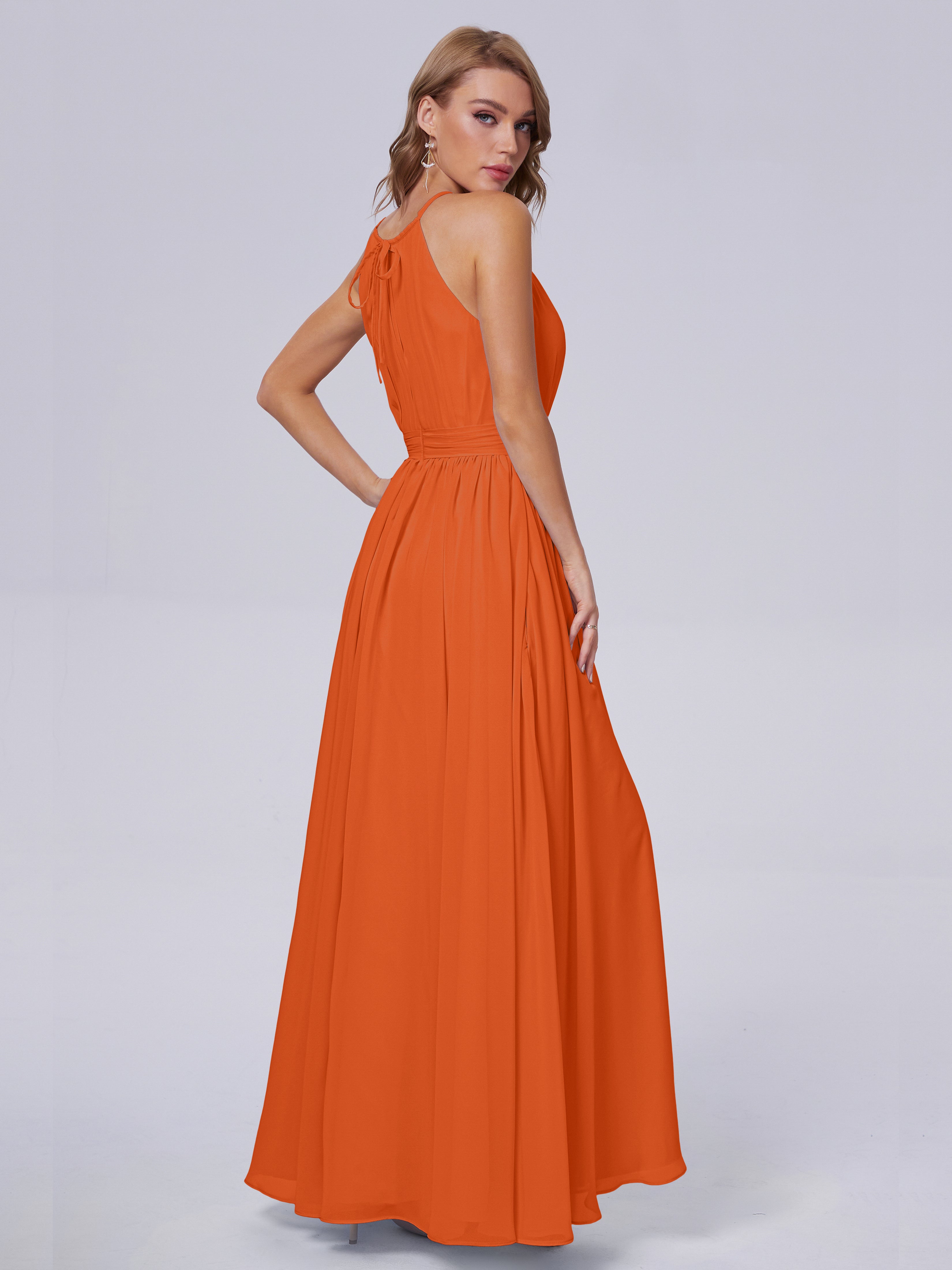 Amy Gorgeous Halter Chiffon Long Bridesmaid Dresses