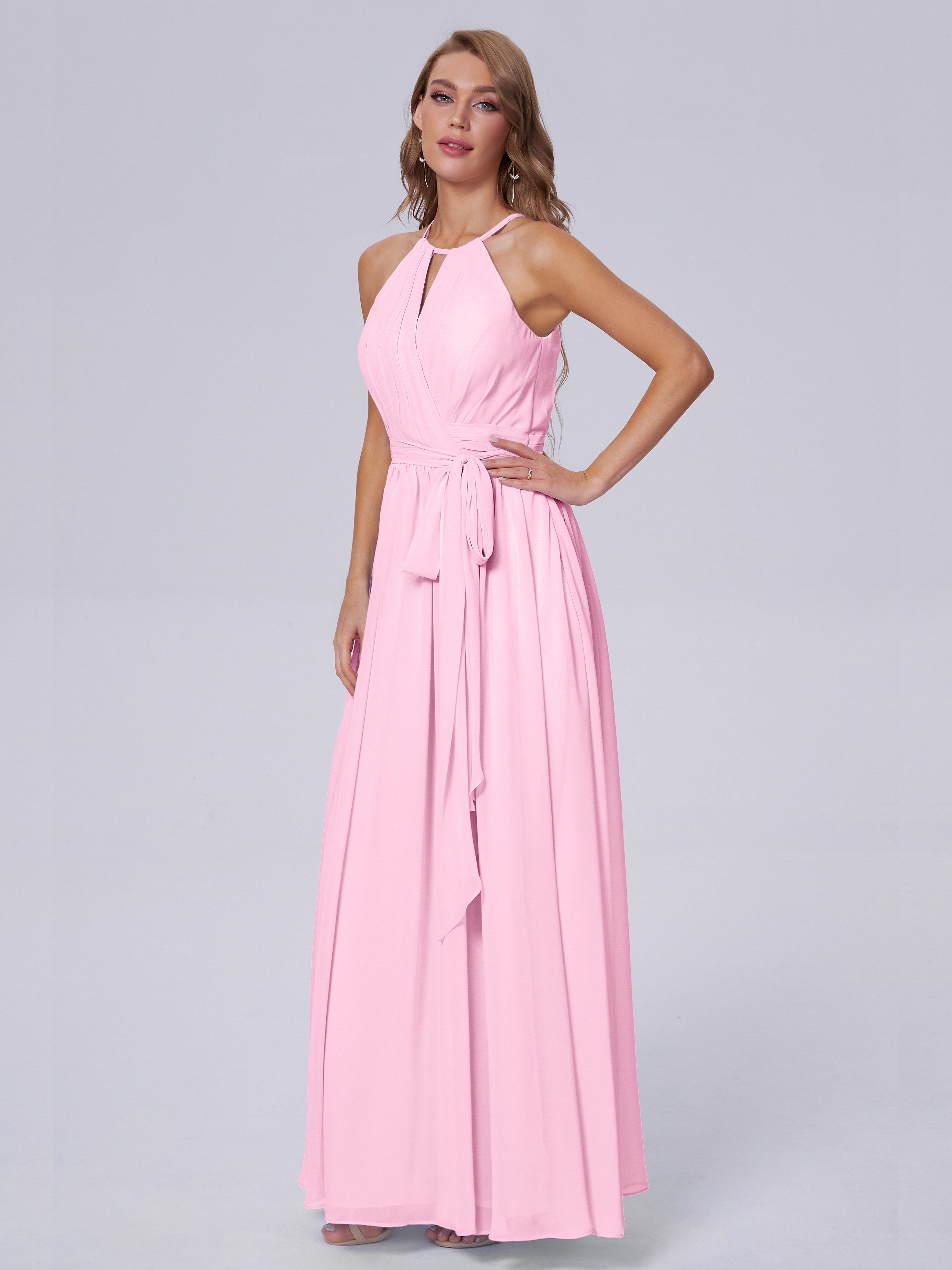 Amy Gorgeous Halter Chiffon Long Bridesmaid Dresses