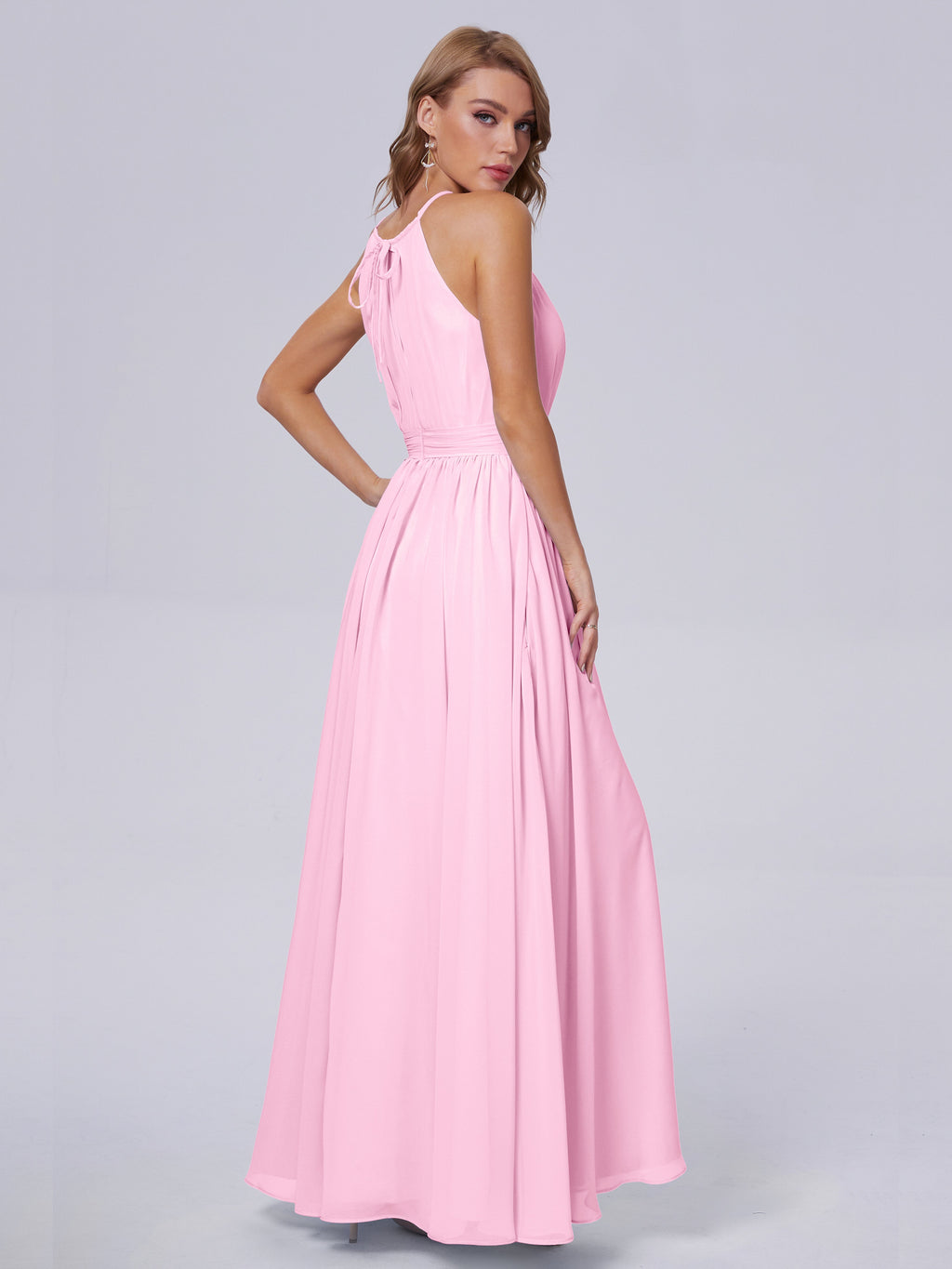 Amy Gorgeous Halter Chiffon Long Bridesmaid Dresses