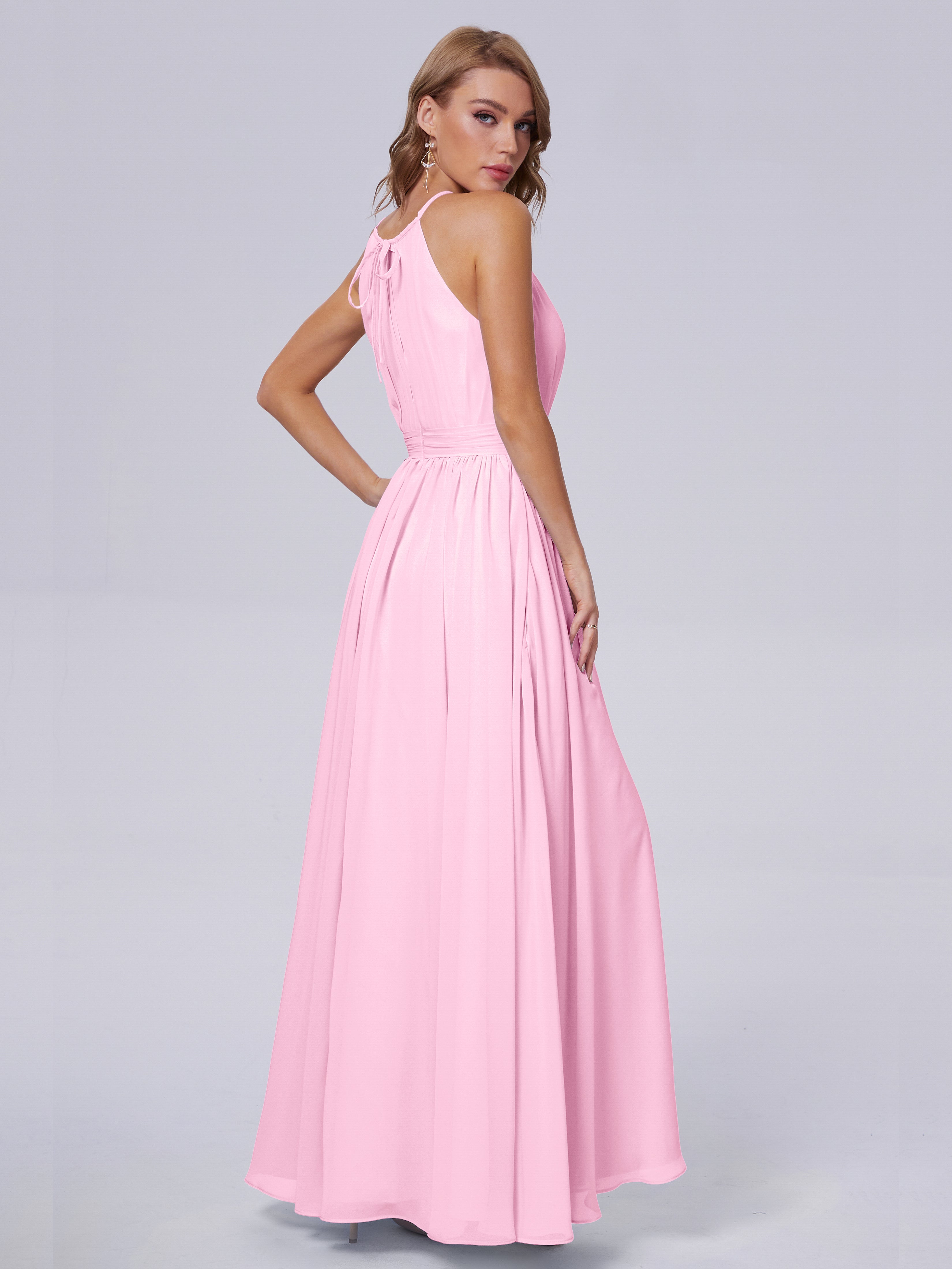 Amy Gorgeous Halter Chiffon Long Bridesmaid Dresses