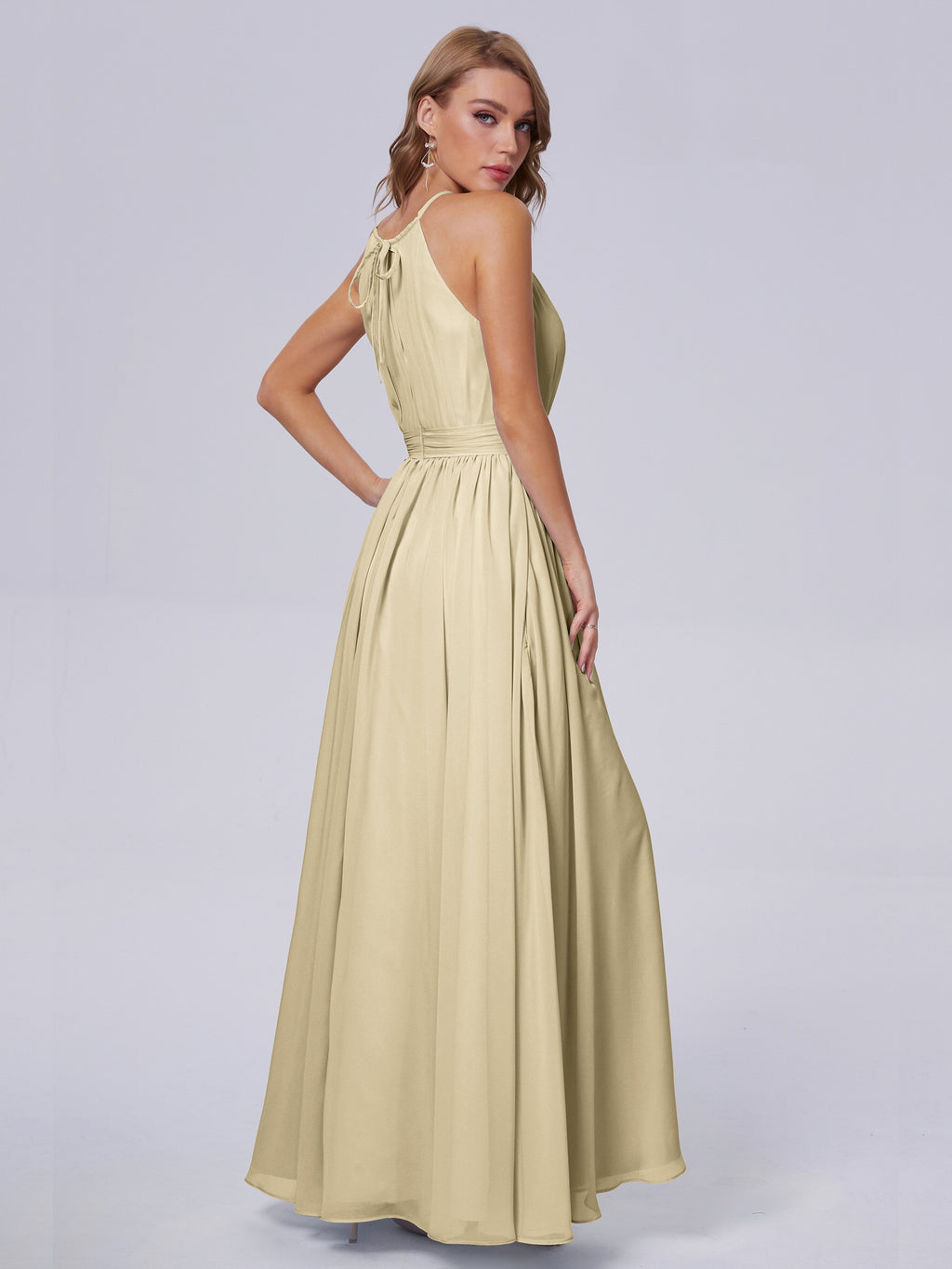 Amy Gorgeous Halter Chiffon Long Bridesmaid Dresses