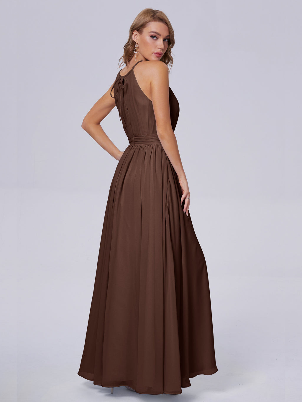 Amy Gorgeous Halter Chiffon Long Bridesmaid Dresses