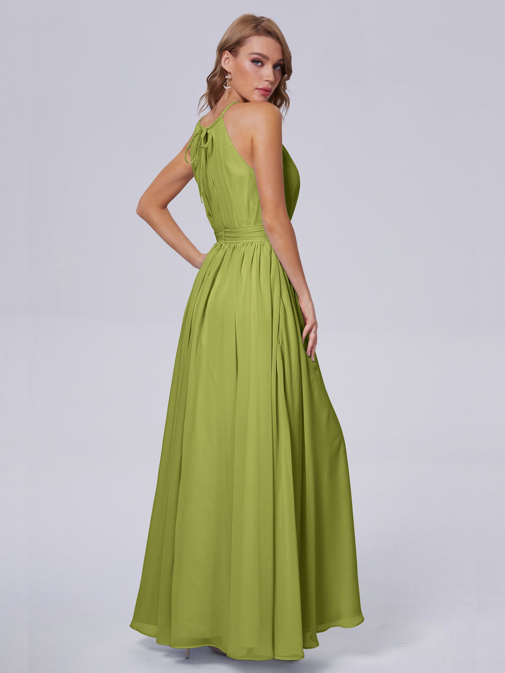 Amy Gorgeous Halter Chiffon Long Bridesmaid Dresses