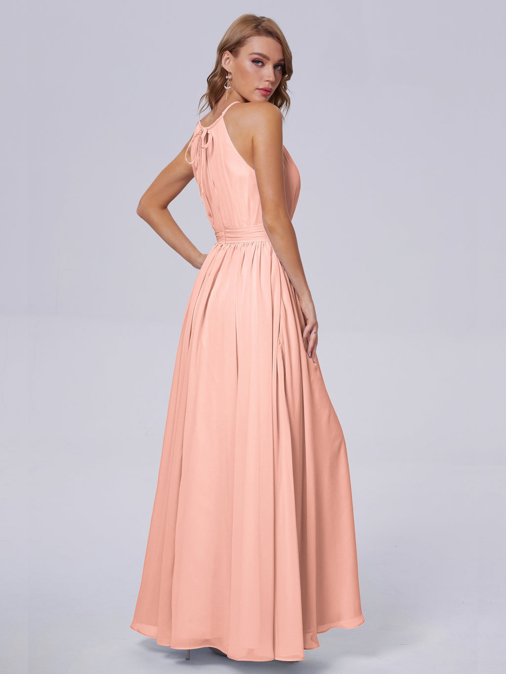 Amy Gorgeous Halter Chiffon Long Bridesmaid Dresses
