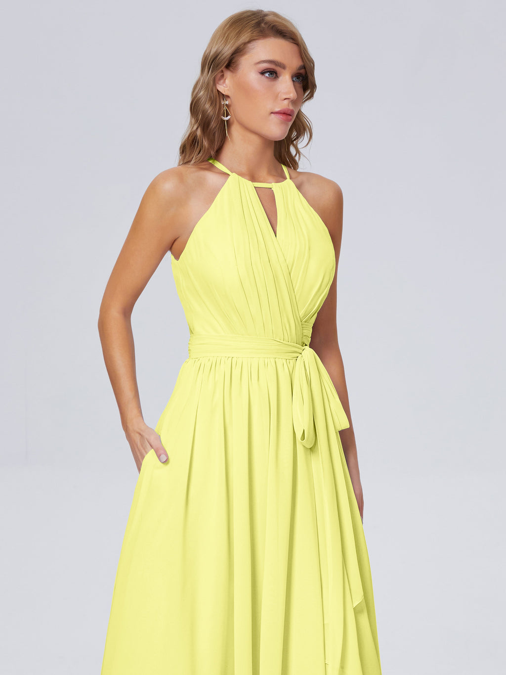 Amy Gorgeous Halter Chiffon Long Bridesmaid Dresses