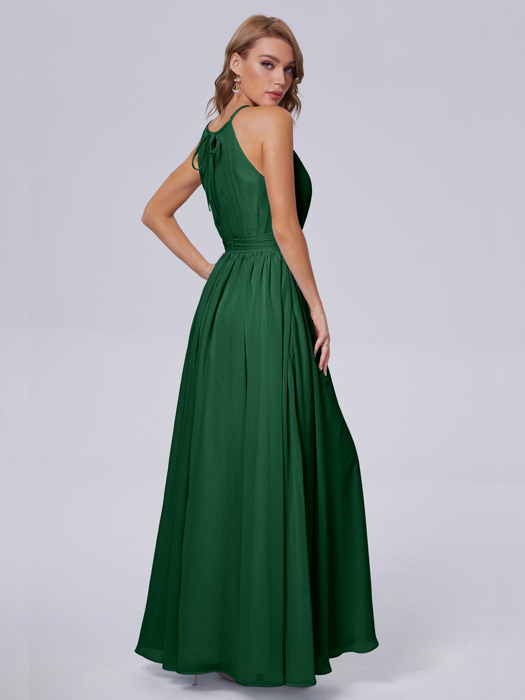 Amy Gorgeous Halter Chiffon Long Bridesmaid Dresses
