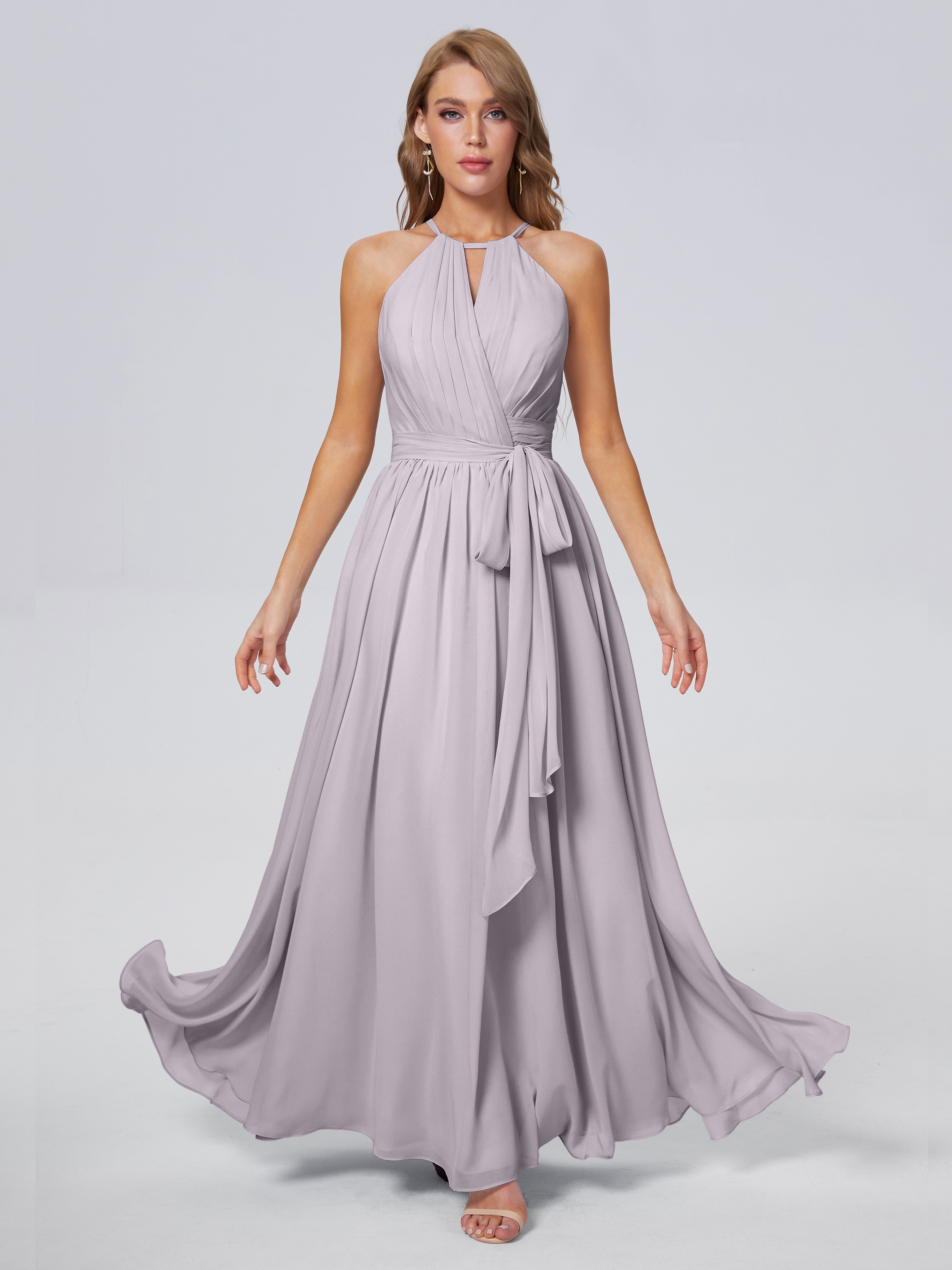 Amy Gorgeous Halter Chiffon Long Bridesmaid Dresses