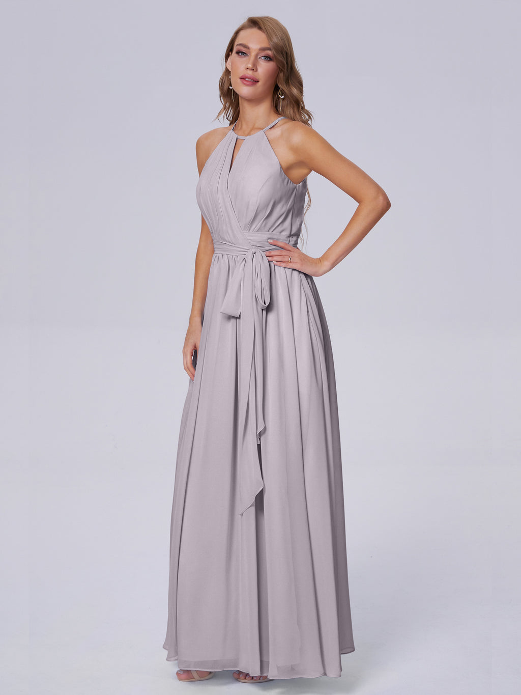 Amy Gorgeous Halter Chiffon Long Bridesmaid Dresses