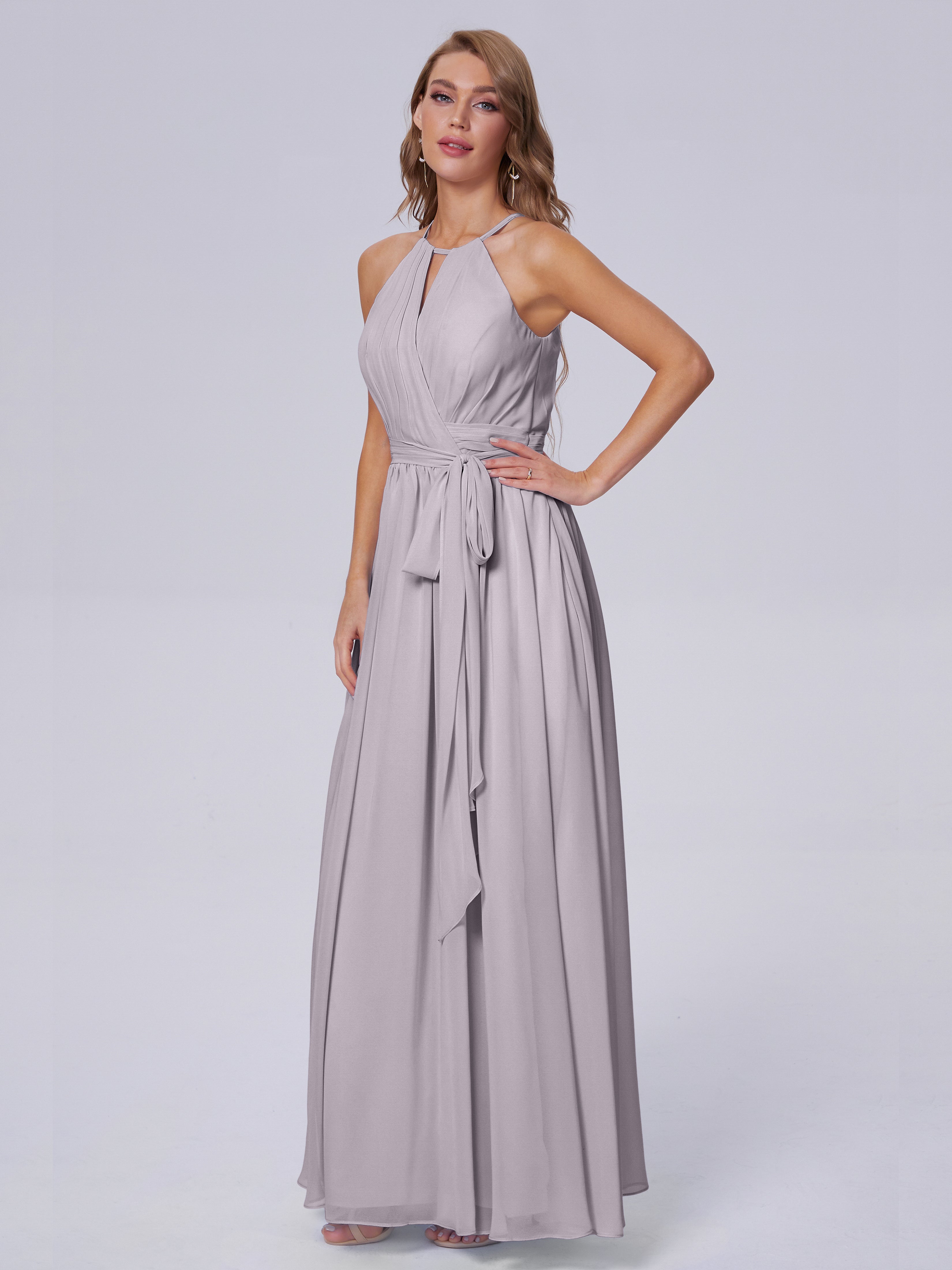 Amy Gorgeous Halter Chiffon Long Bridesmaid Dresses