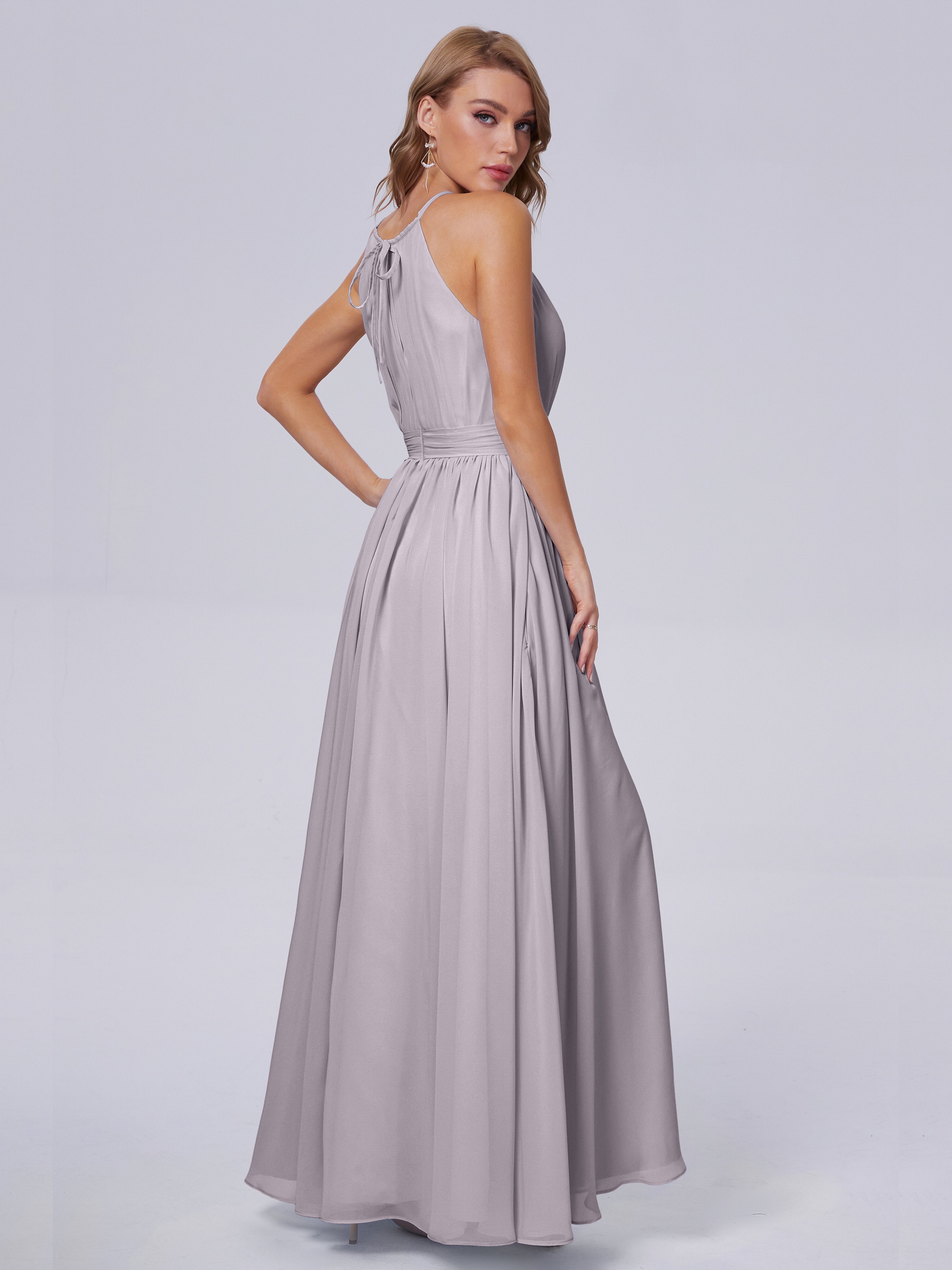 Amy Gorgeous Halter Chiffon Long Bridesmaid Dresses