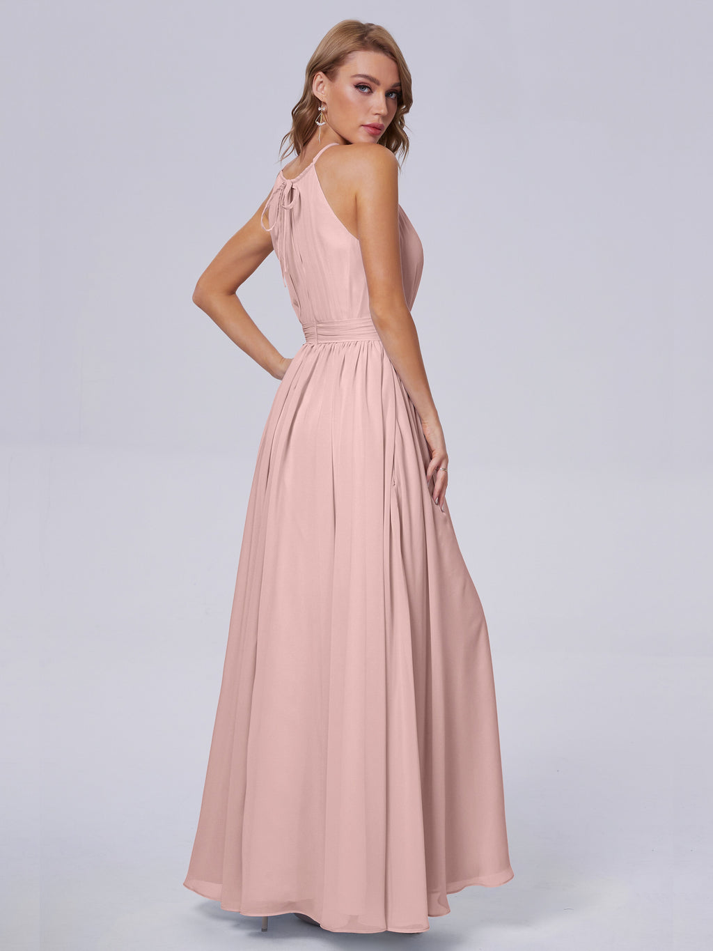 Amy Gorgeous Halter Chiffon Long Bridesmaid Dresses