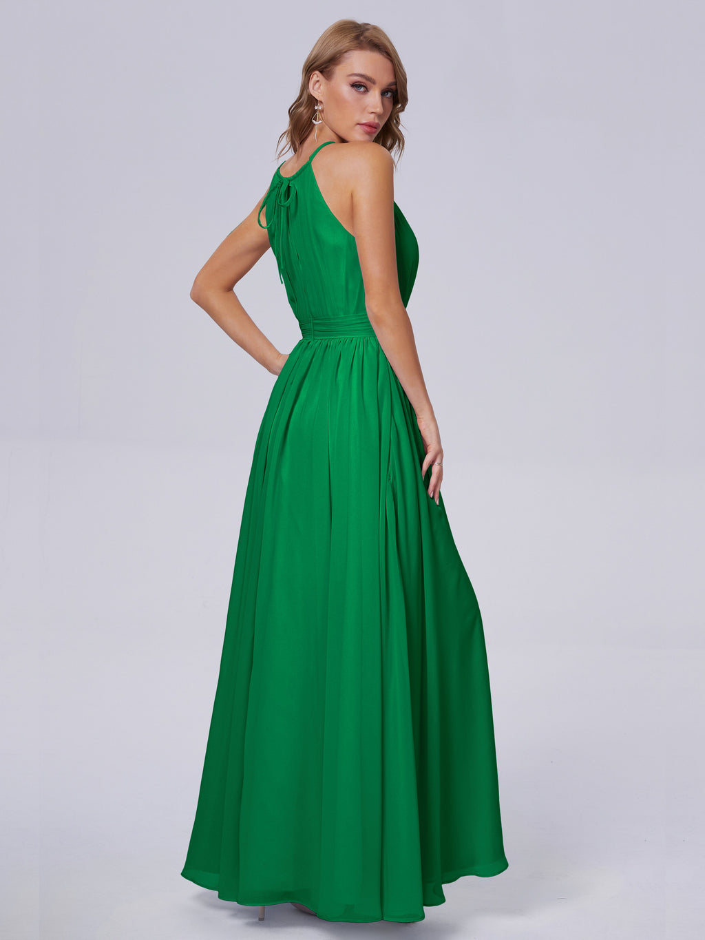 Amy Gorgeous Halter Chiffon Long Bridesmaid Dresses