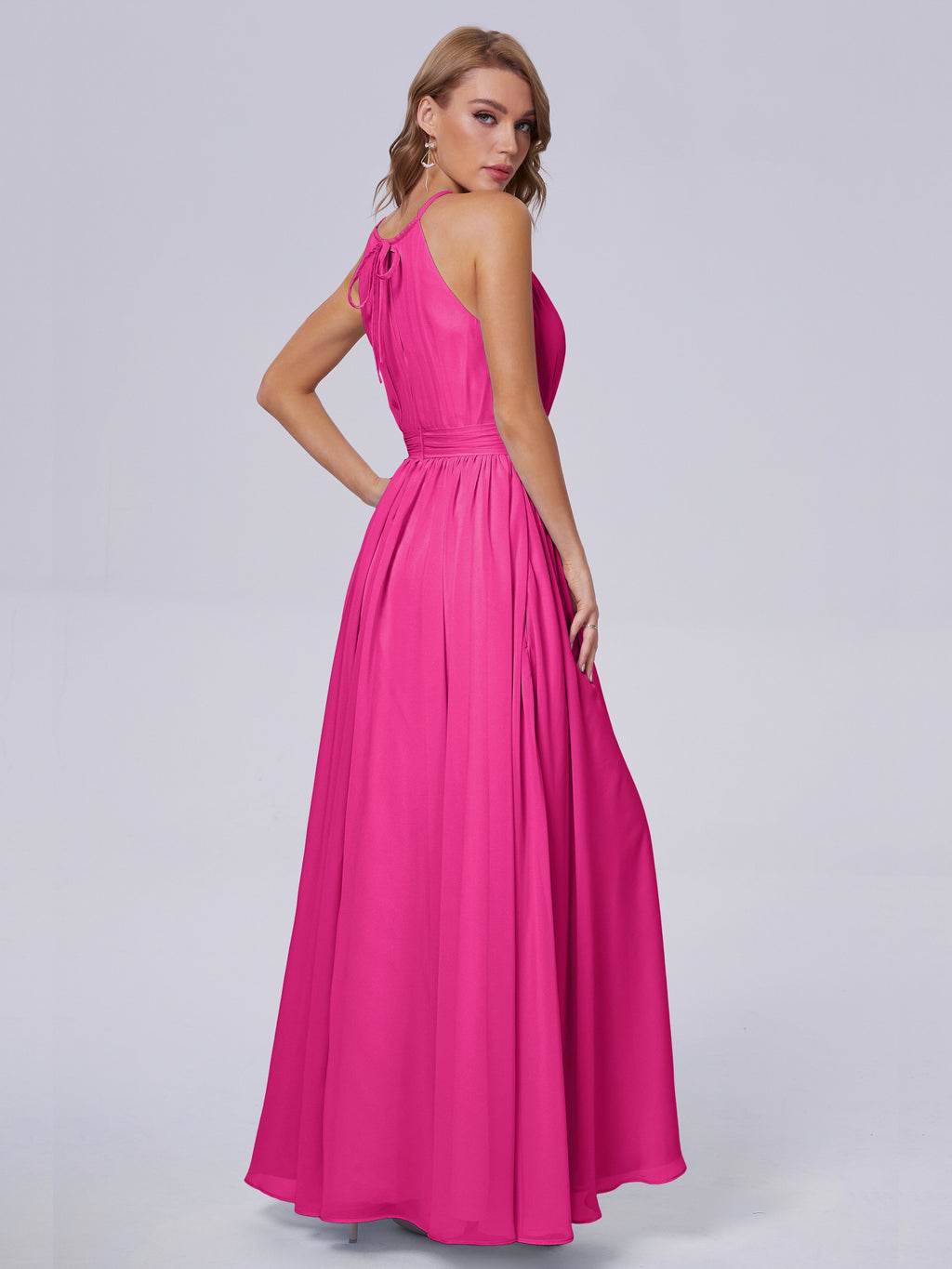 Amy Gorgeous Halter Chiffon Long Bridesmaid Dresses