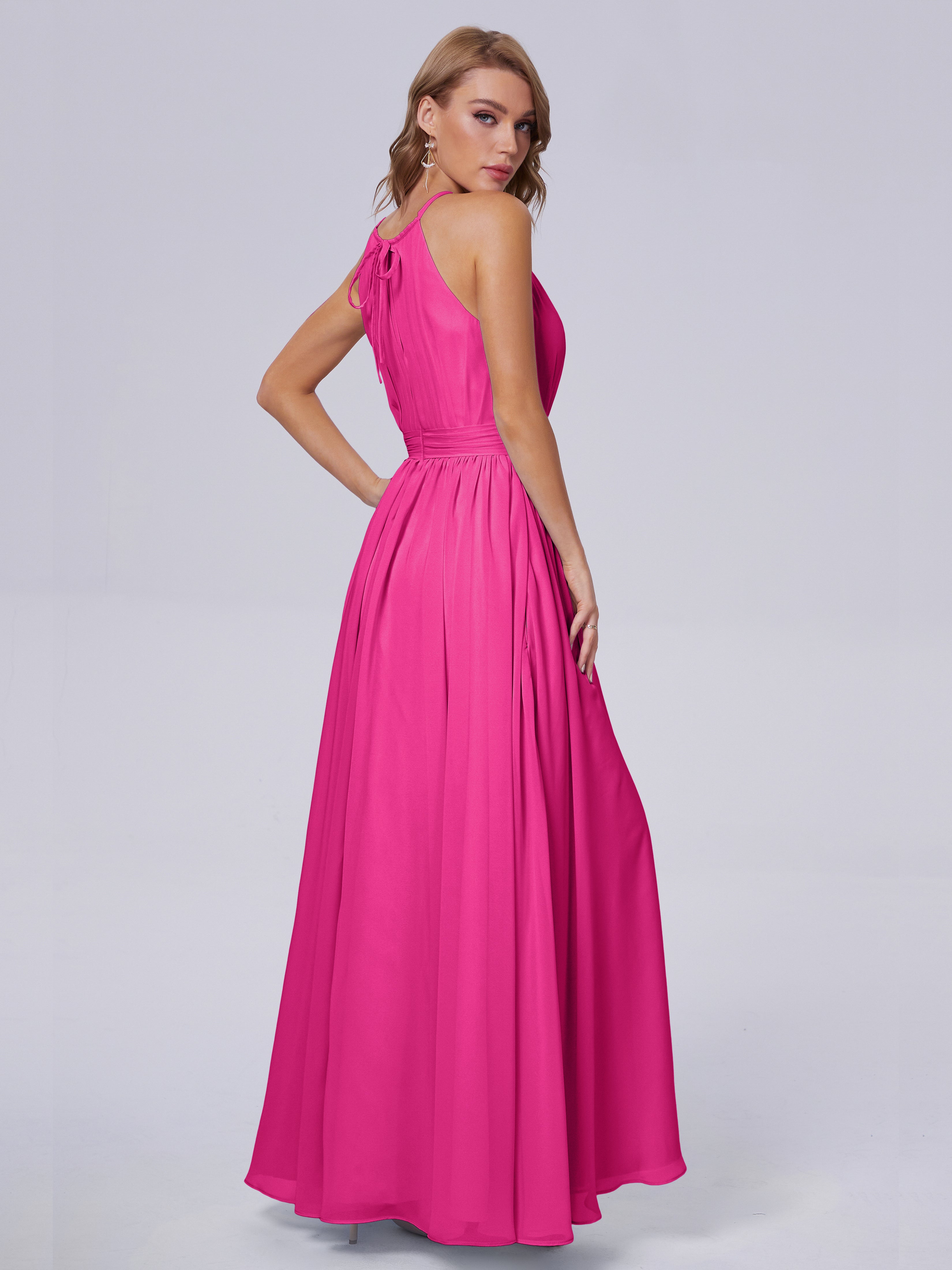 Amy Gorgeous Halter Chiffon Long Bridesmaid Dresses