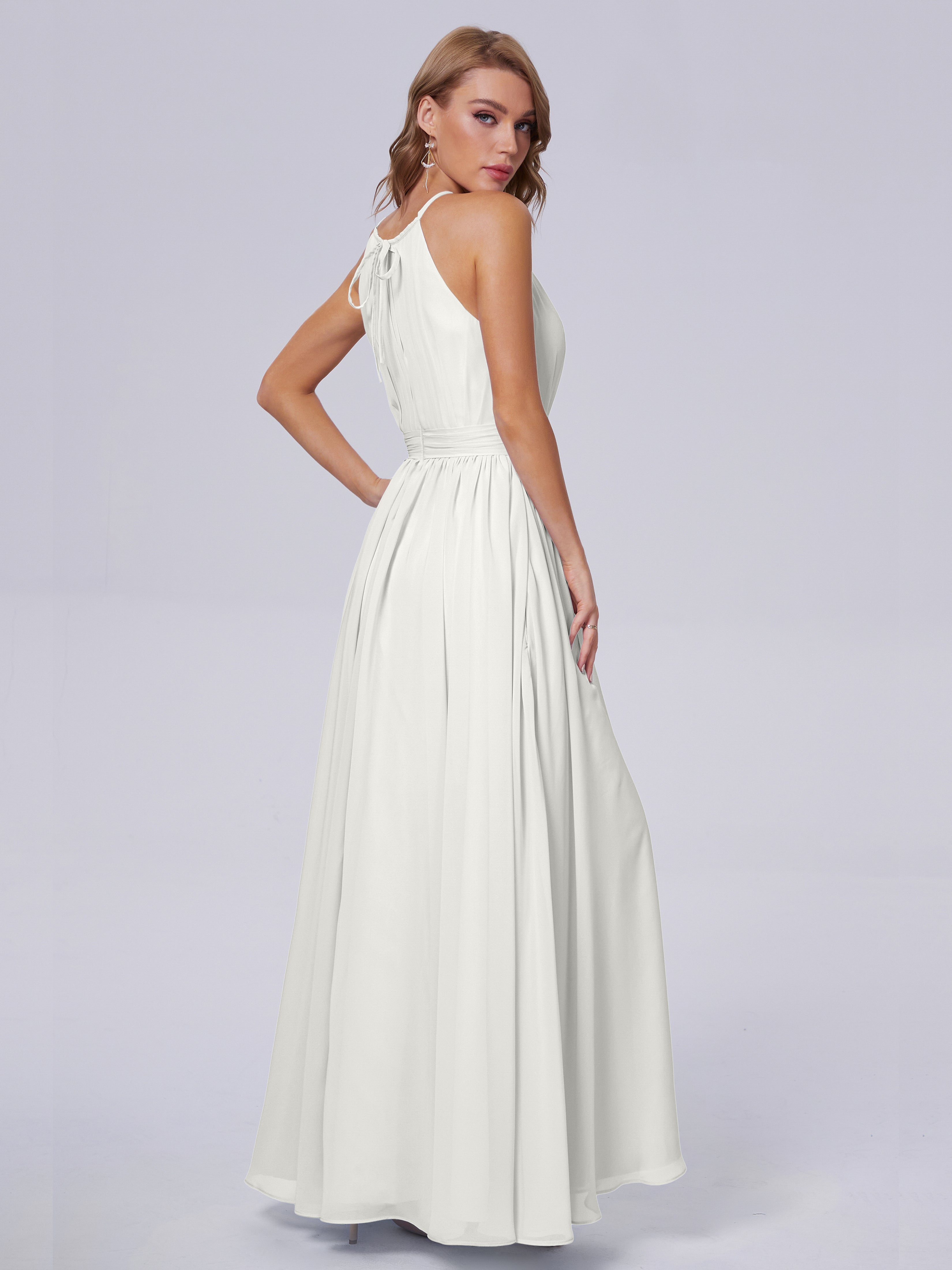 Amy Gorgeous Halter Chiffon Long Bridesmaid Dresses