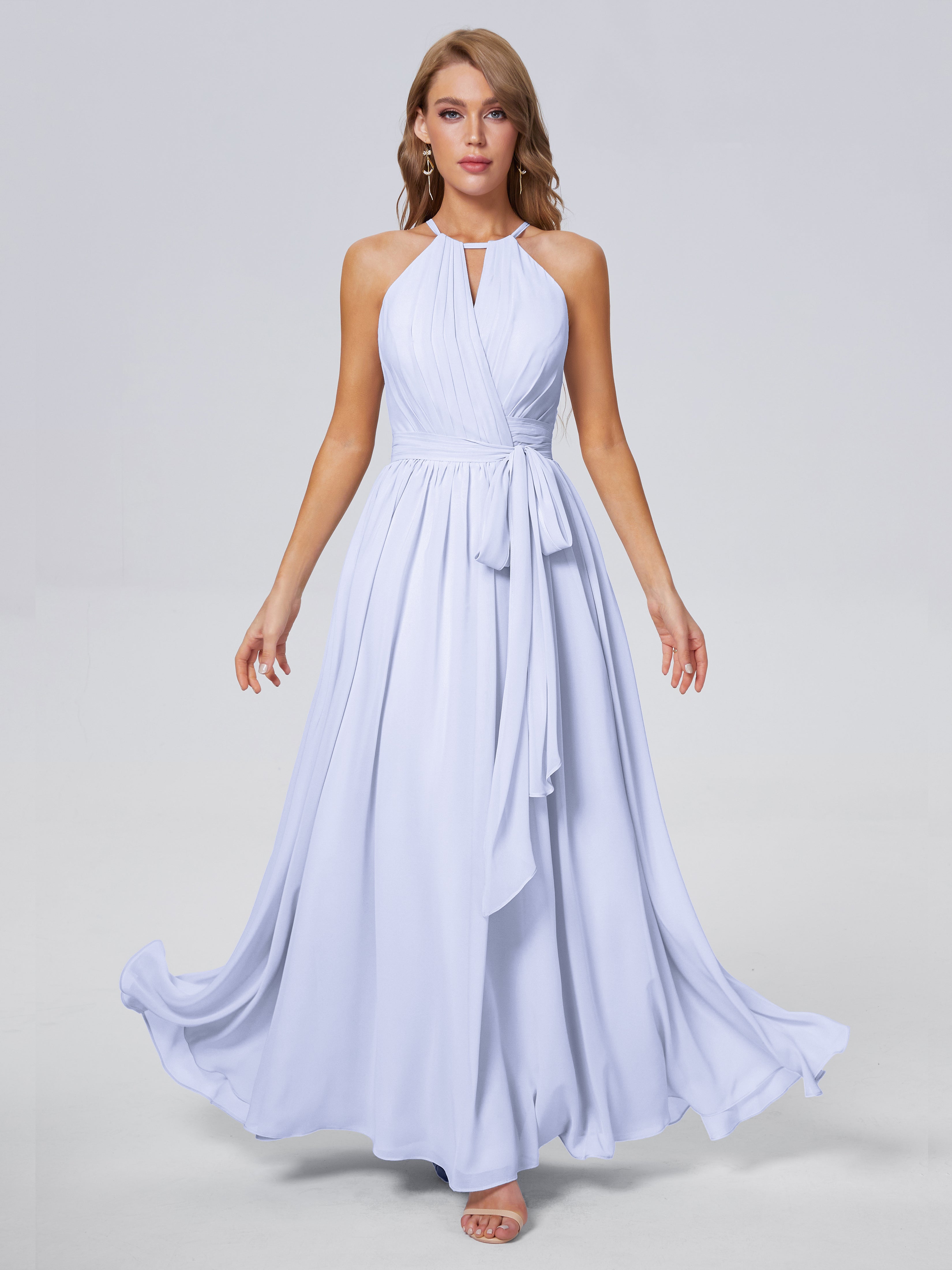 Amy Gorgeous Halter Chiffon Long Bridesmaid Dresses