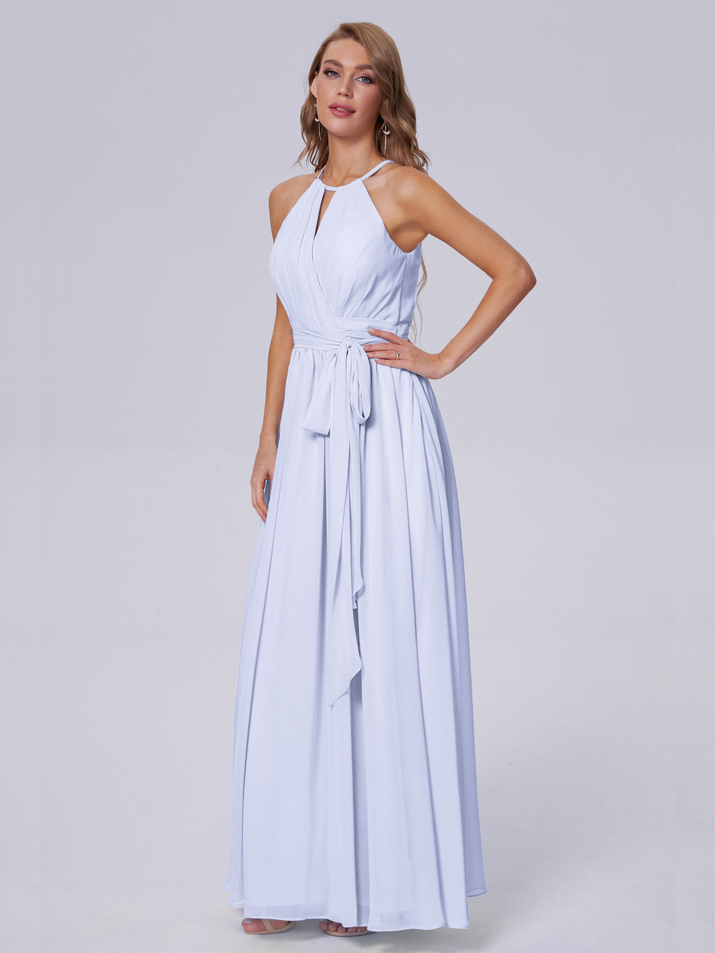 Amy Gorgeous Halter Chiffon Long Bridesmaid Dresses