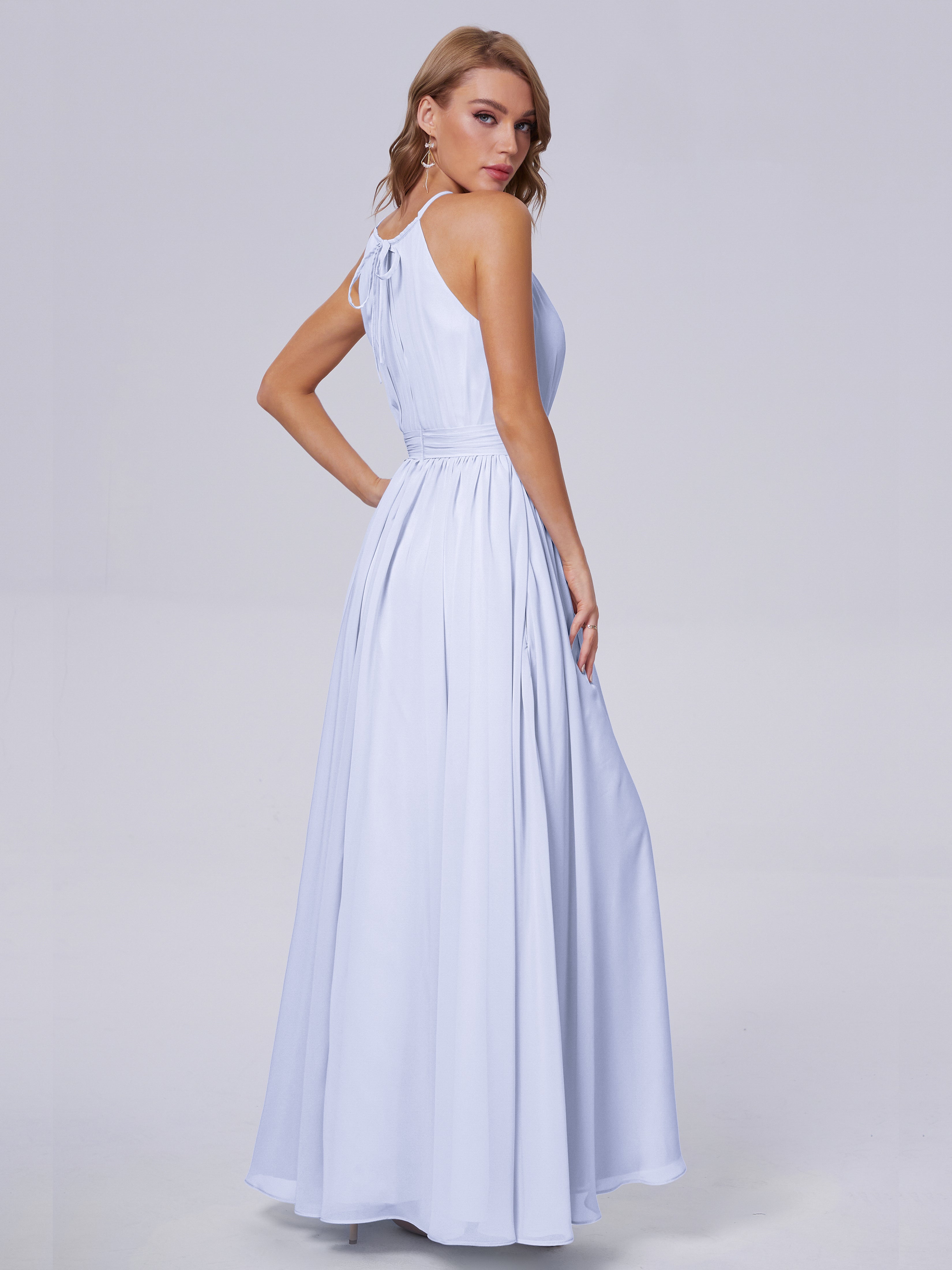 Amy Gorgeous Halter Chiffon Long Bridesmaid Dresses