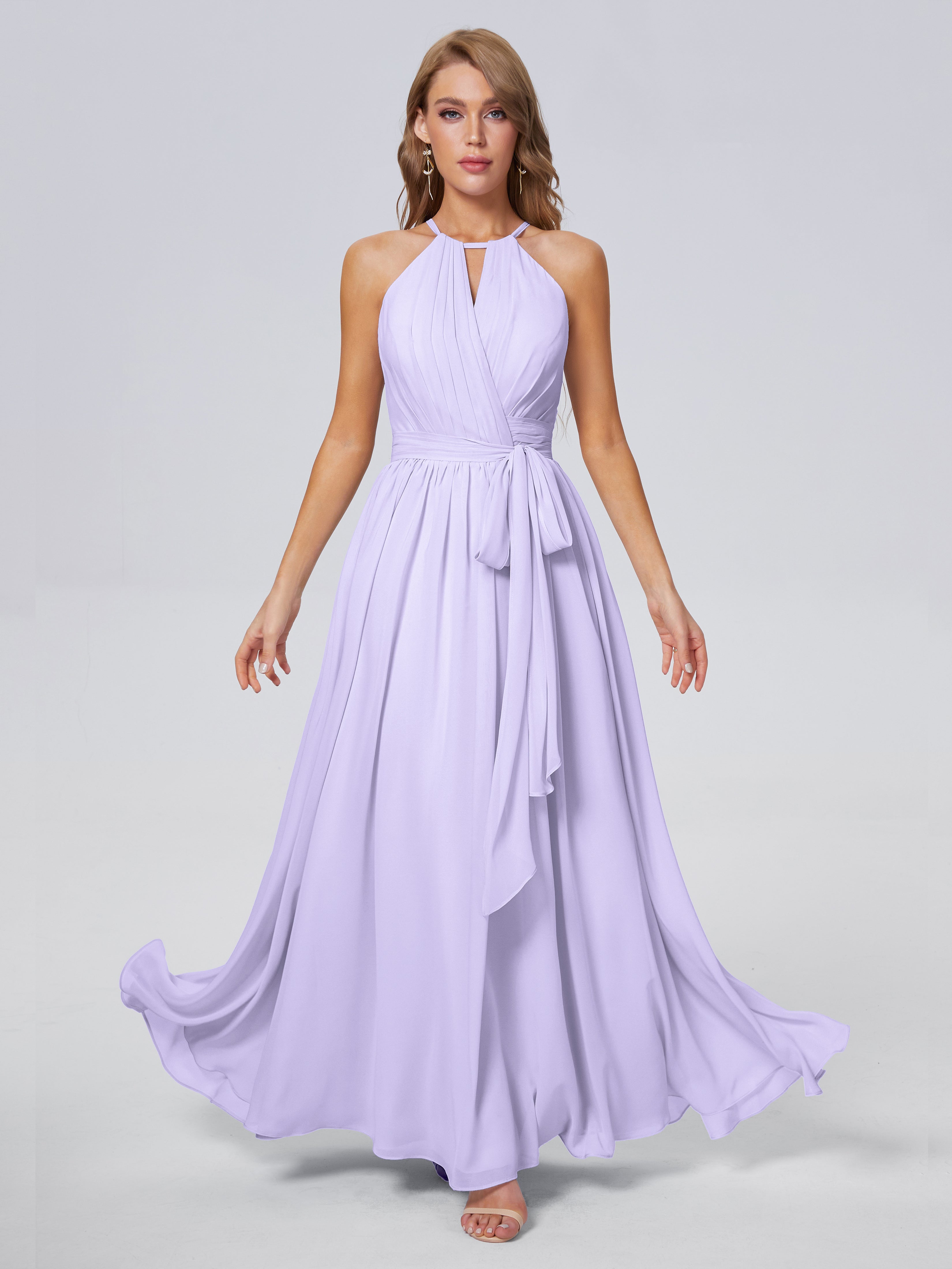 Amy Gorgeous Halter Chiffon Long Bridesmaid Dresses