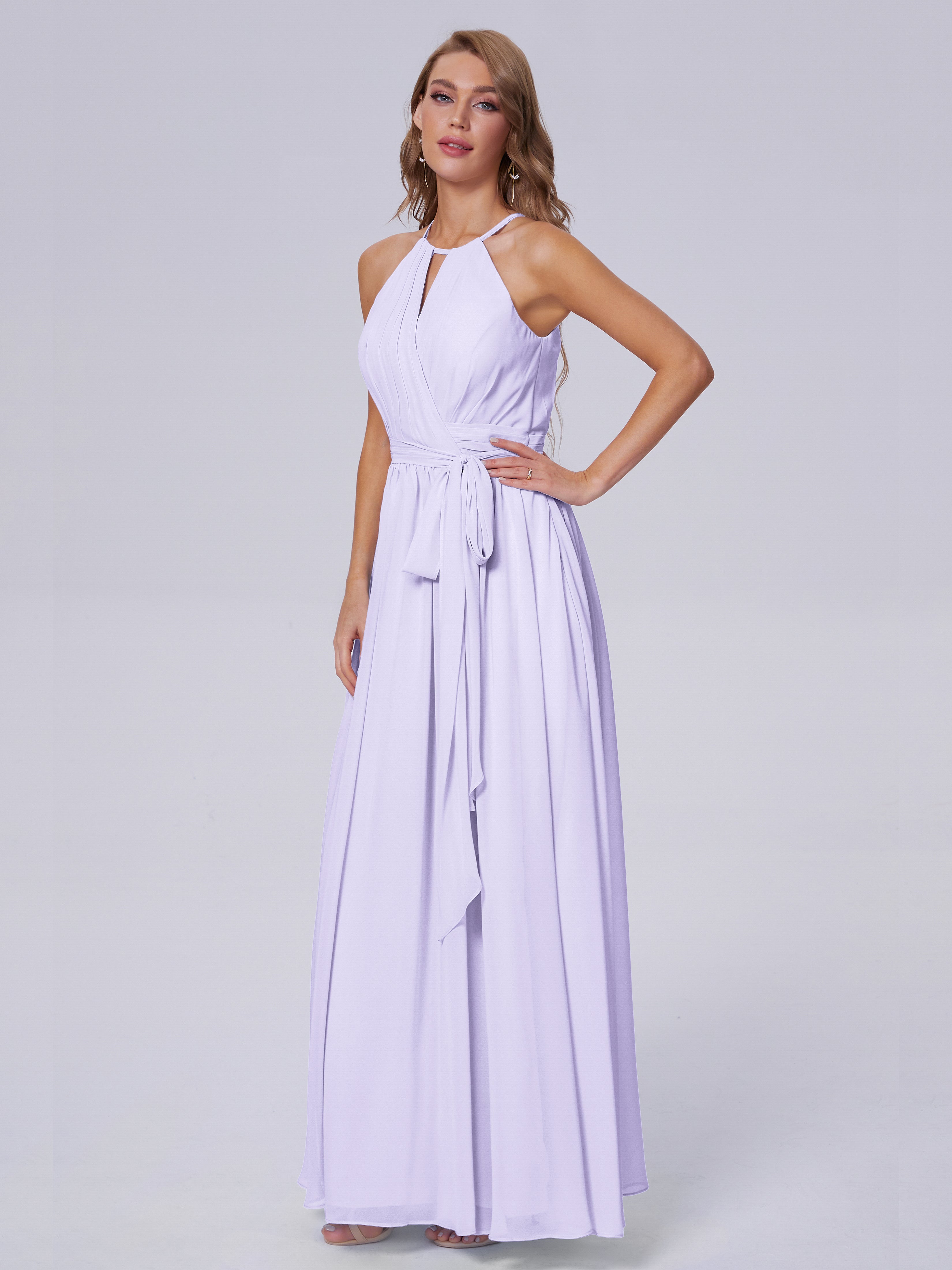 Amy Gorgeous Halter Chiffon Long Bridesmaid Dresses