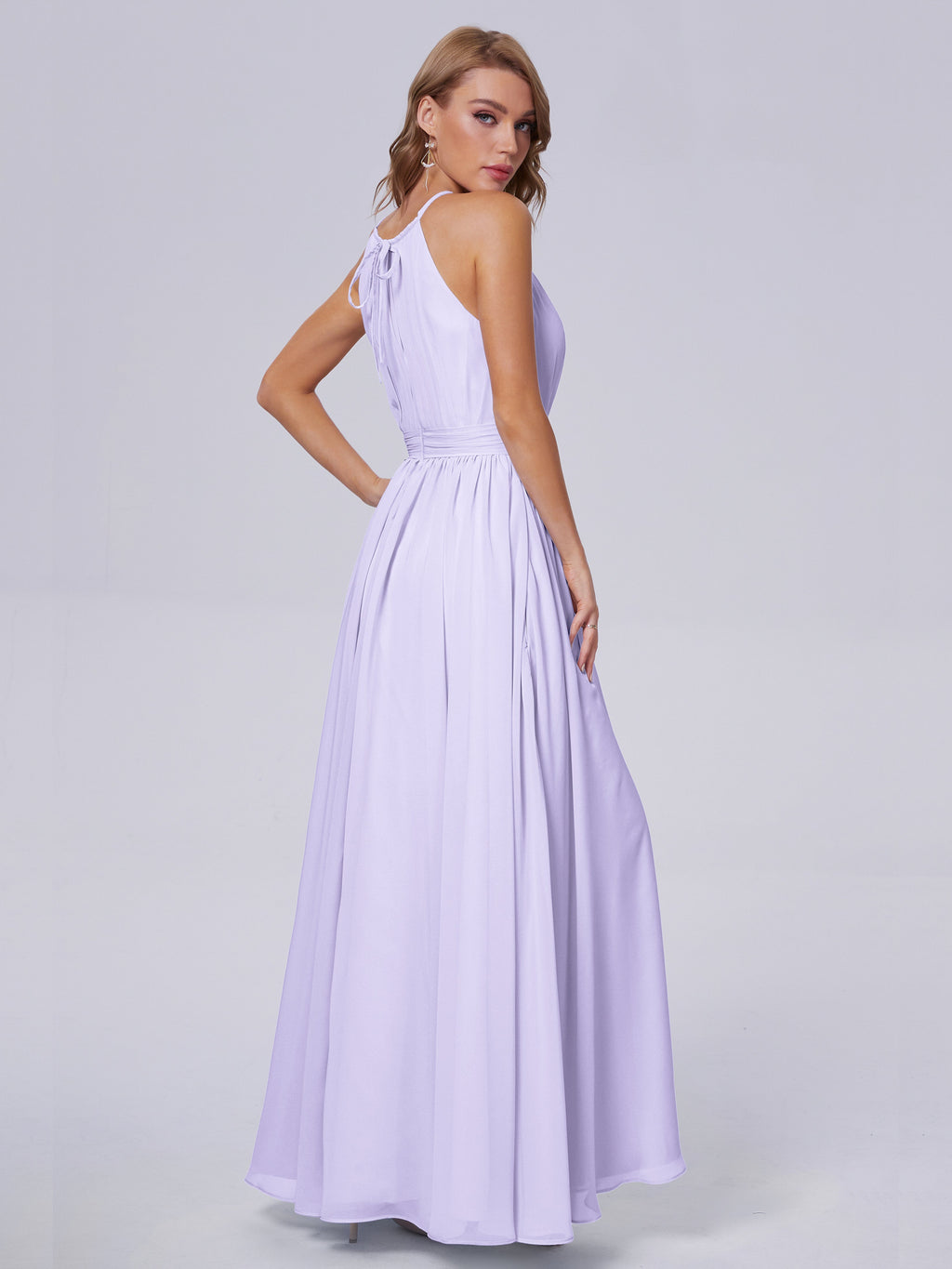 Amy Gorgeous Halter Chiffon Long Bridesmaid Dresses