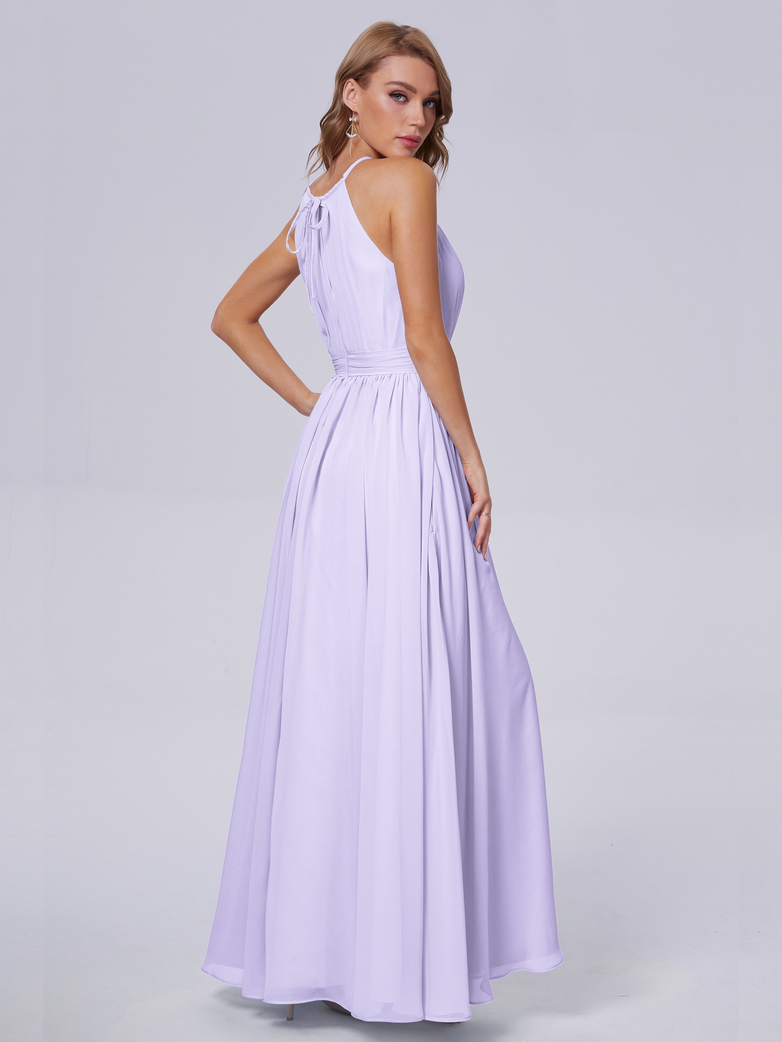 Amy Gorgeous Halter Chiffon Long Bridesmaid Dresses