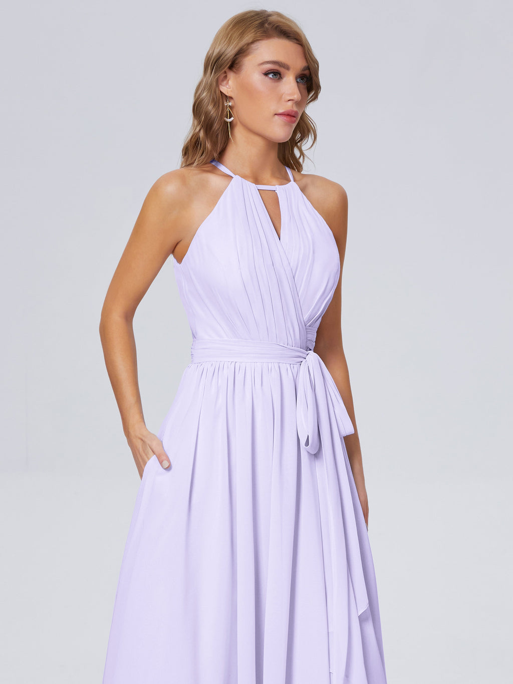 Amy Gorgeous Halter Chiffon Long Bridesmaid Dresses