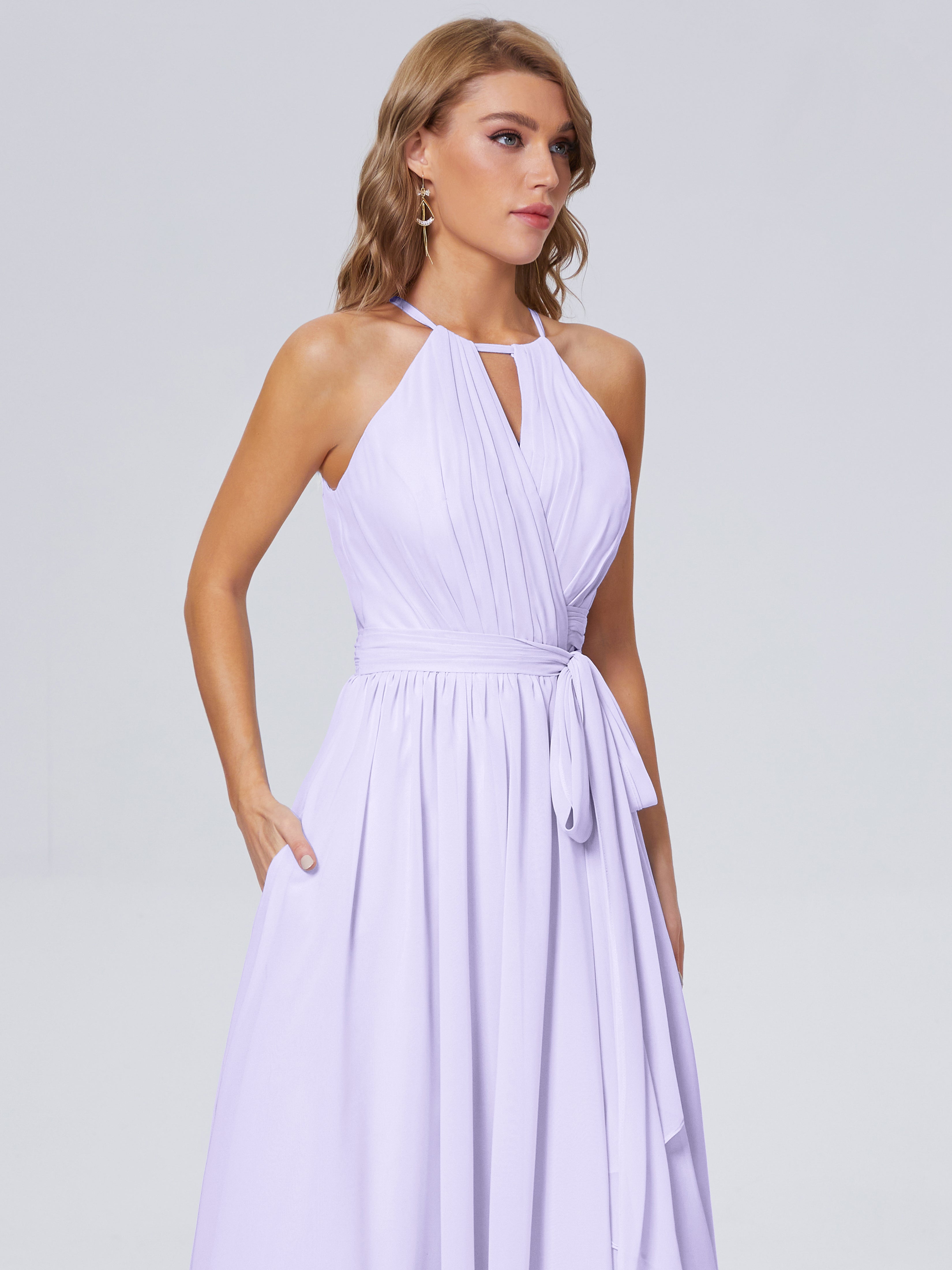 Amy Gorgeous Halter Chiffon Long Bridesmaid Dresses
