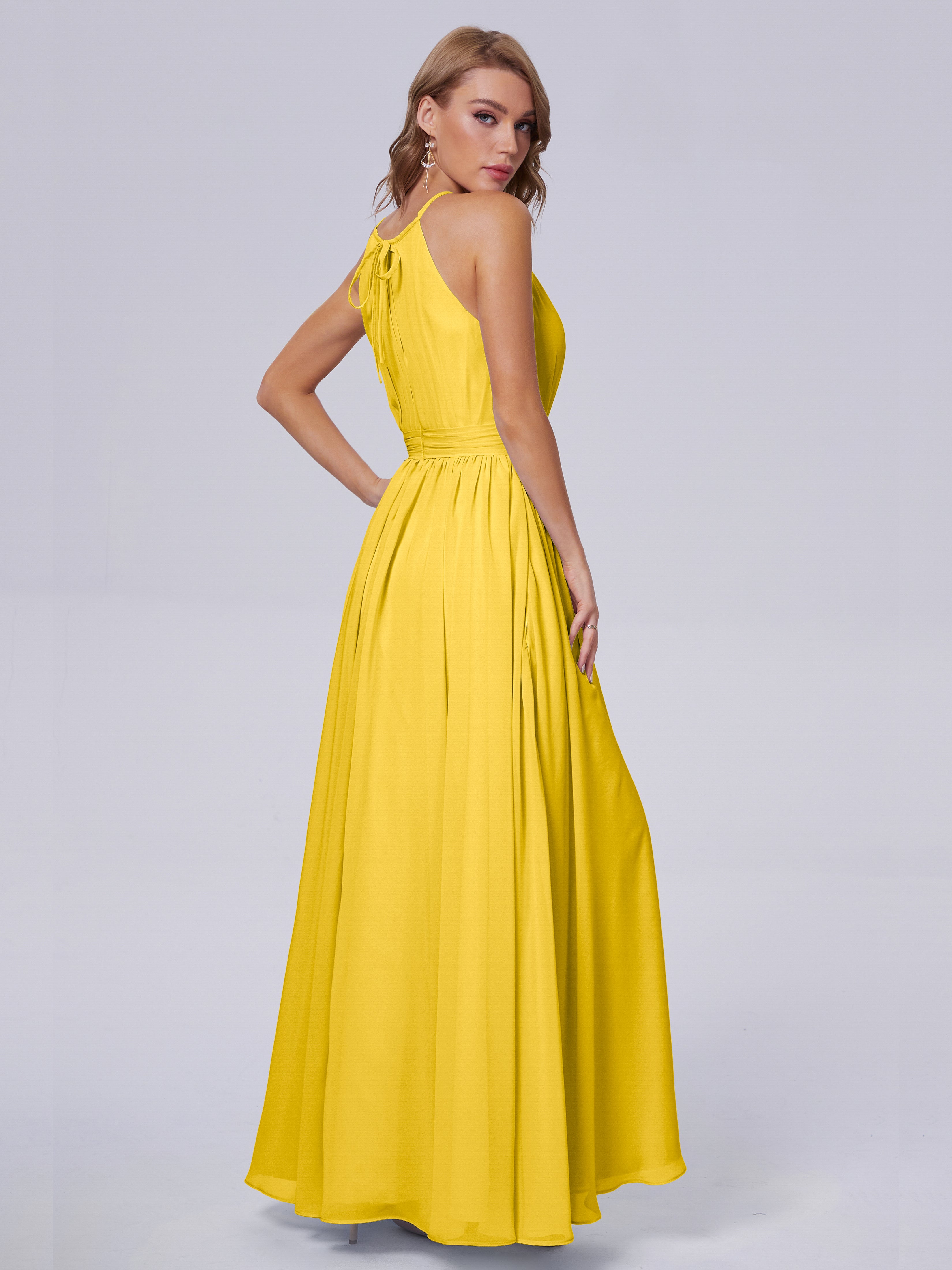 Amy Gorgeous Halter Chiffon Long Bridesmaid Dresses