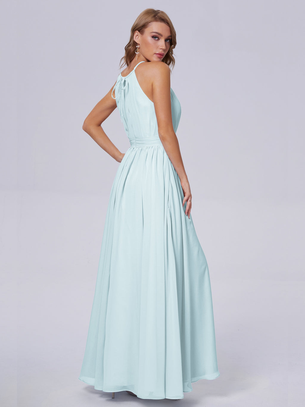 Amy Gorgeous Halter Chiffon Long Bridesmaid Dresses