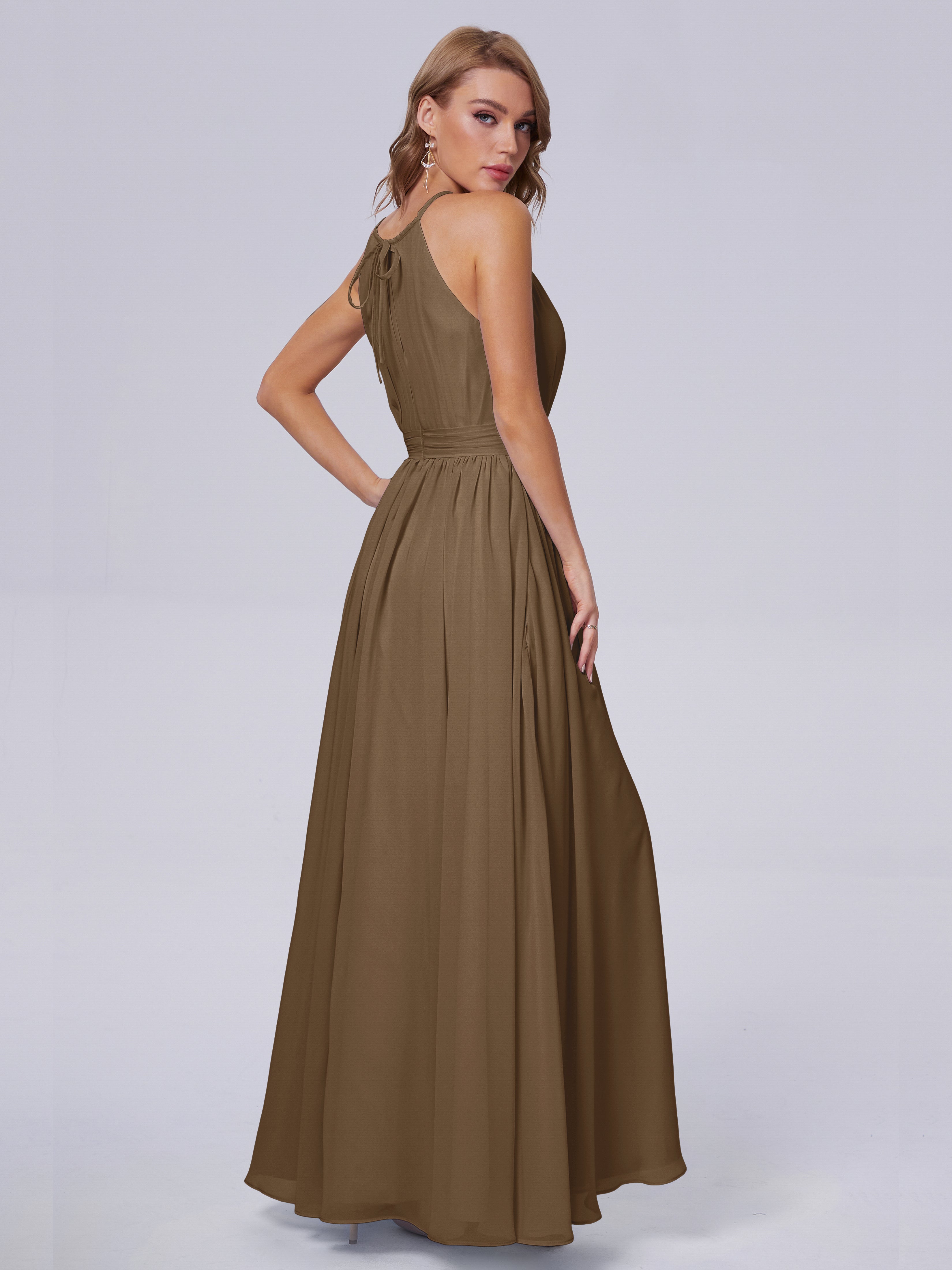 Amy Gorgeous Halter Chiffon Long Bridesmaid Dresses