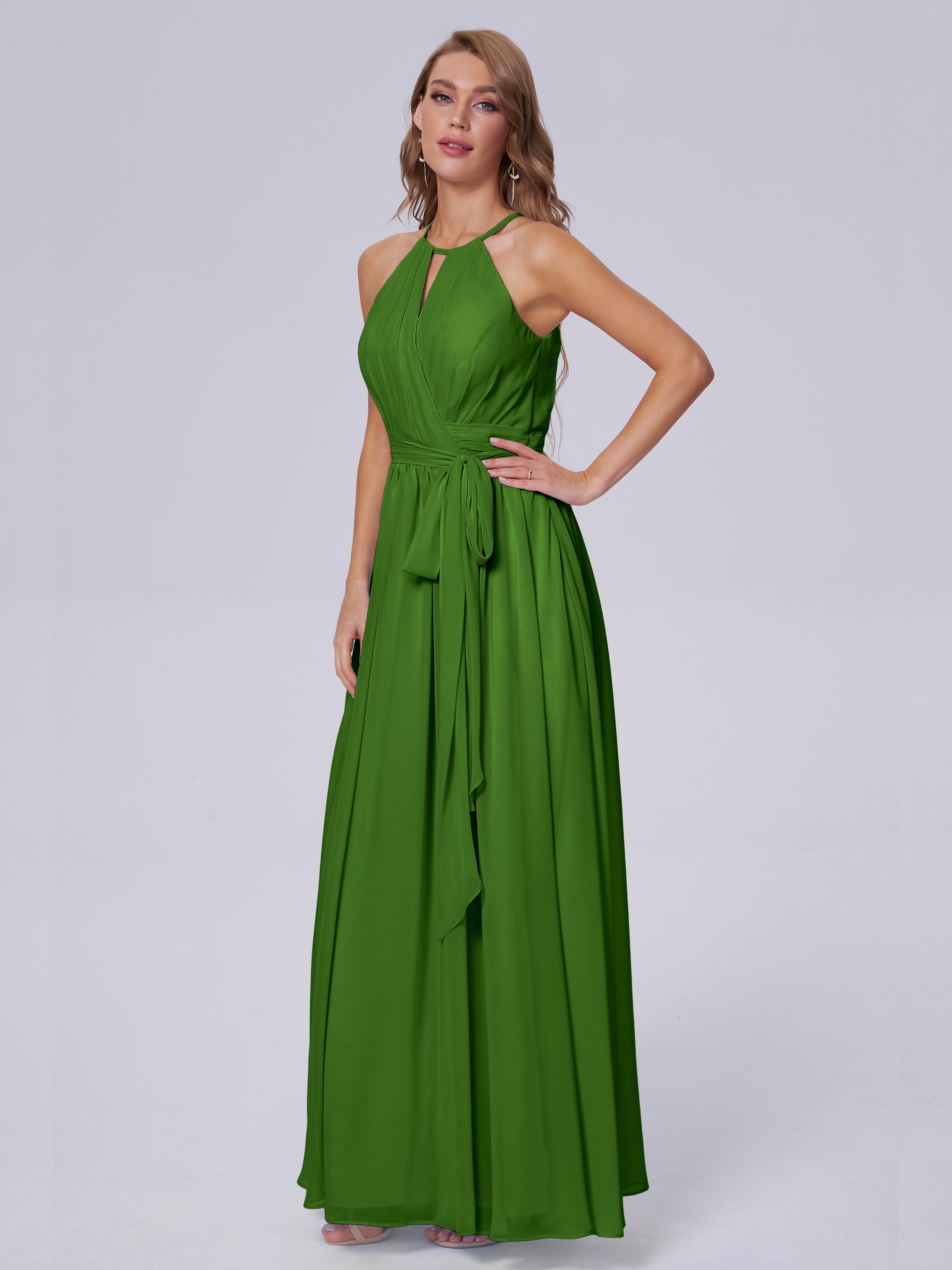 Amy Gorgeous Halter Chiffon Long Bridesmaid Dresses