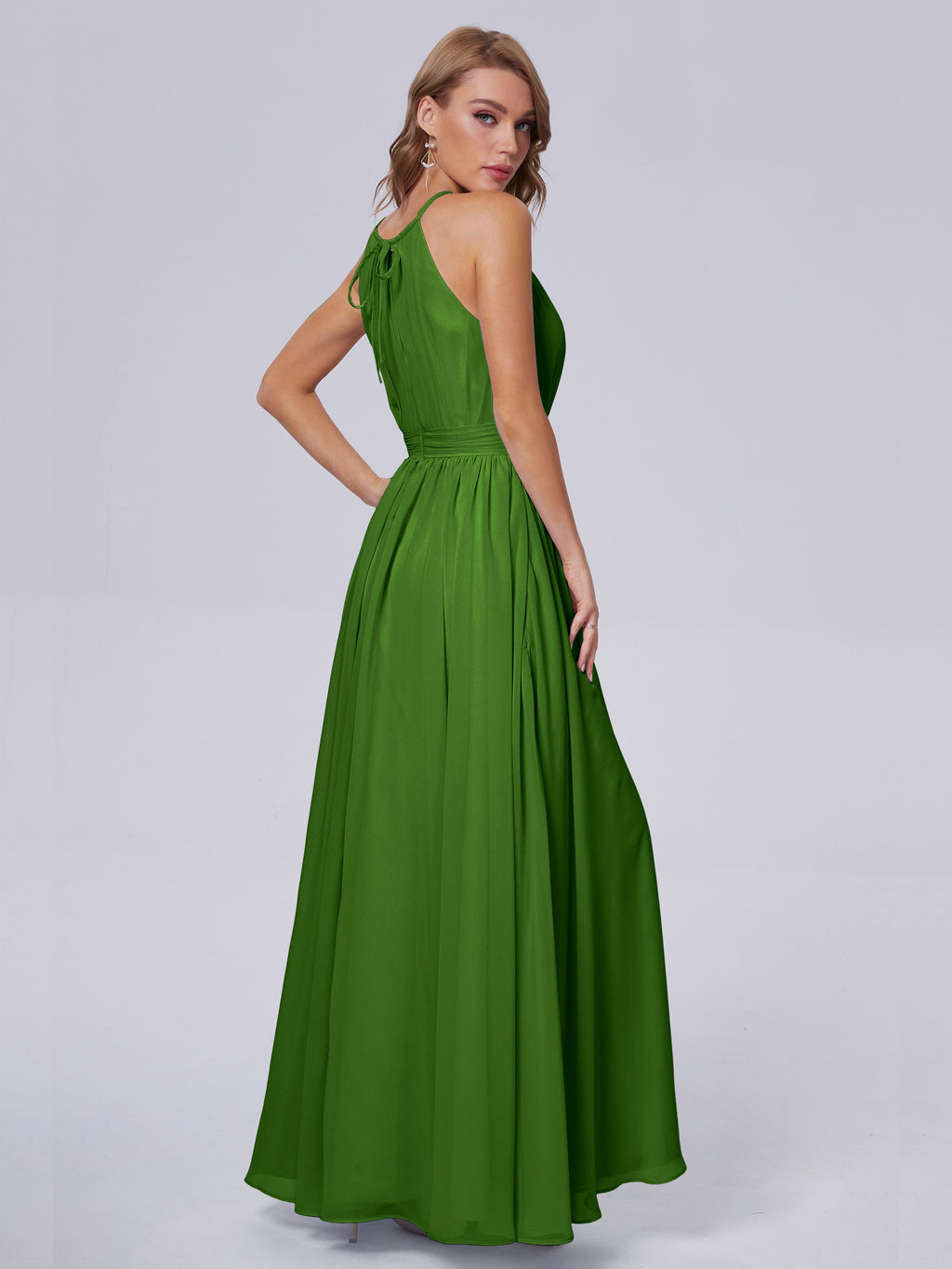 Amy Gorgeous Halter Chiffon Long Bridesmaid Dresses