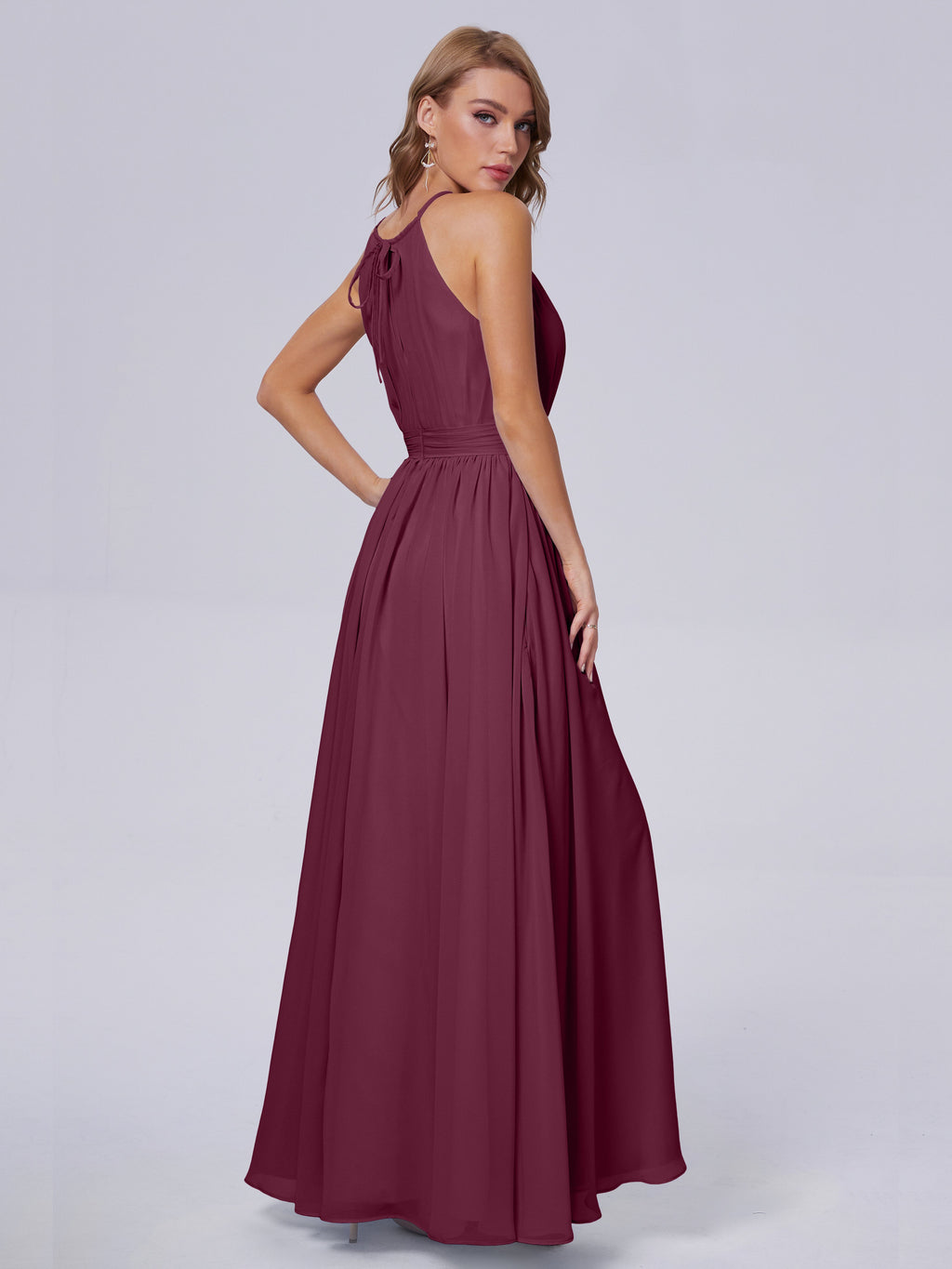 Amy Gorgeous Halter Chiffon Long Bridesmaid Dresses