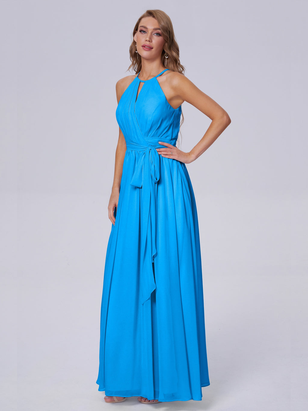 Amy Gorgeous Halter Chiffon Long Bridesmaid Dresses