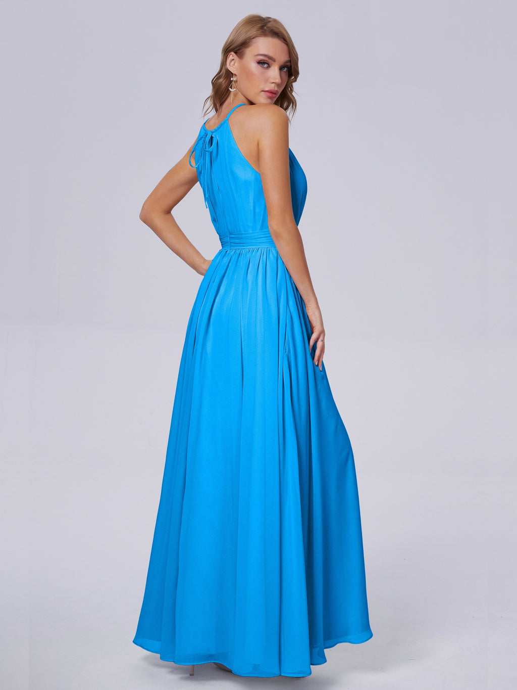 Amy Gorgeous Halter Chiffon Long Bridesmaid Dresses