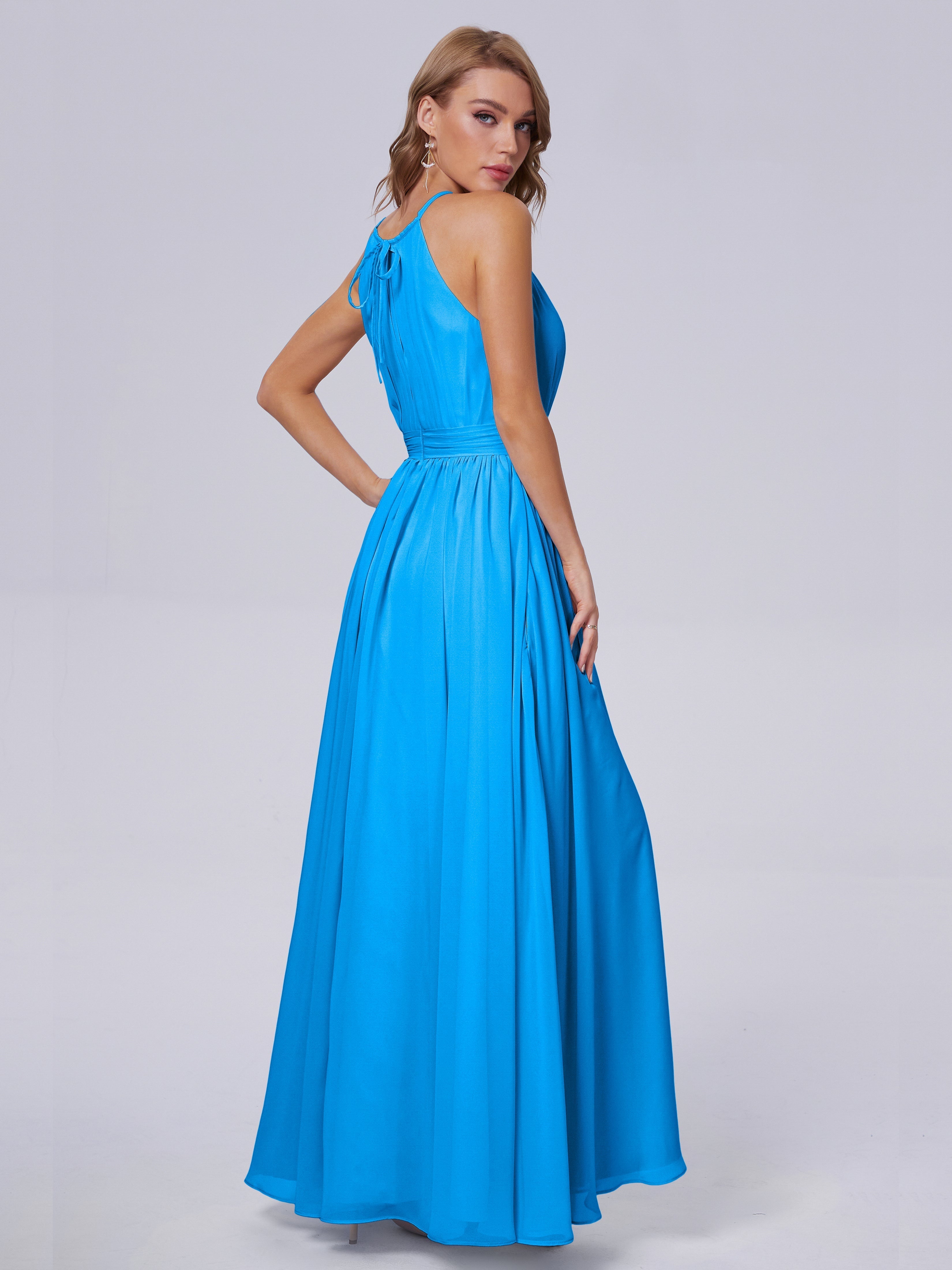 Amy Gorgeous Halter Chiffon Long Bridesmaid Dresses