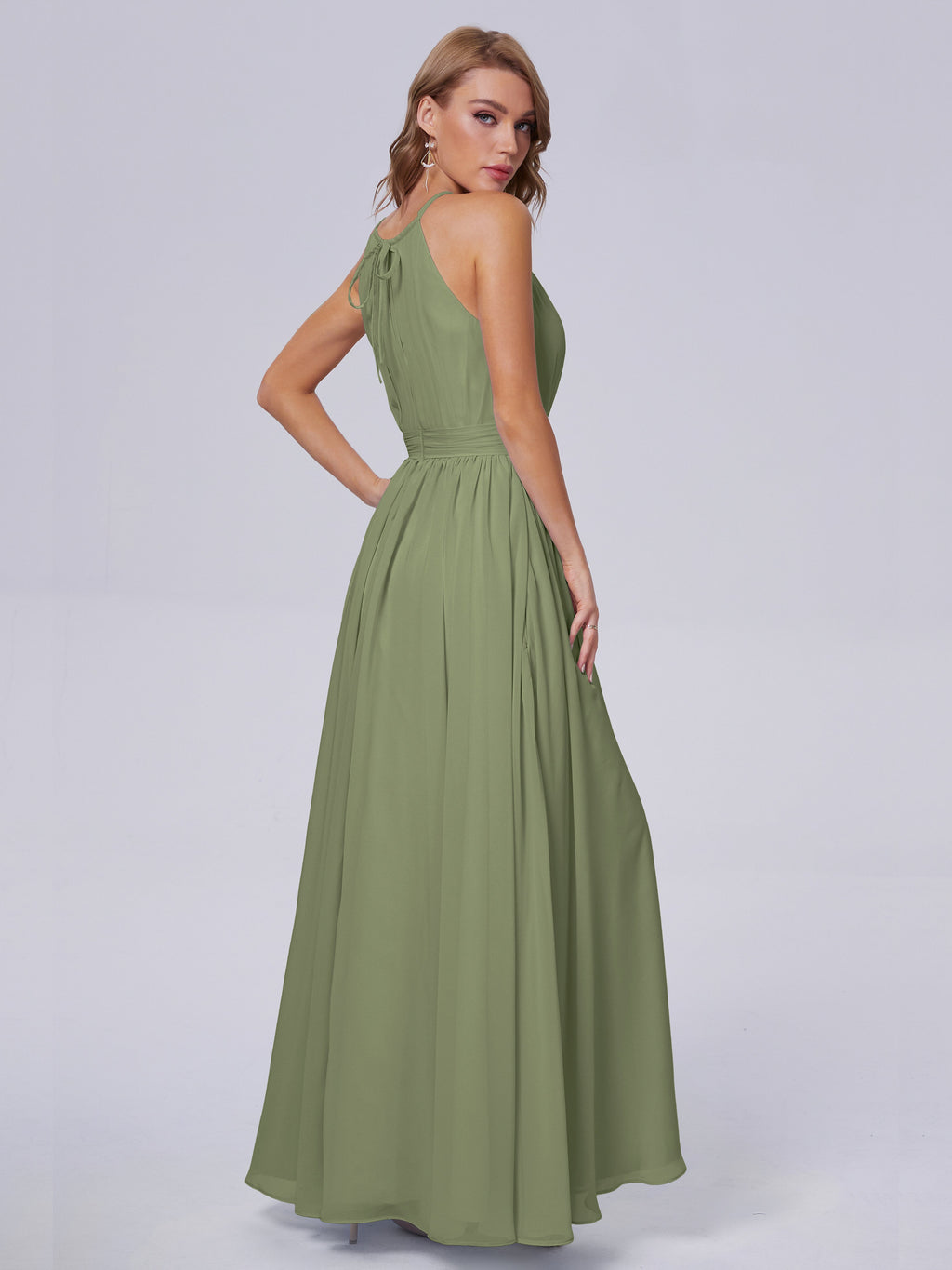 Amy Gorgeous Halter Chiffon Long Bridesmaid Dresses