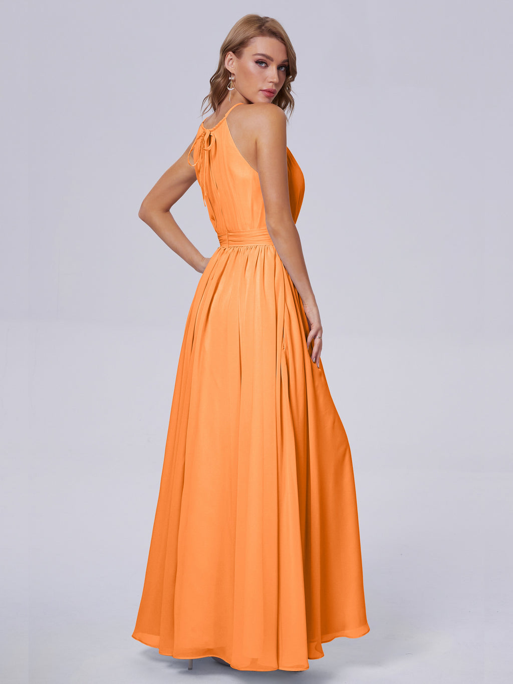 Amy Gorgeous Halter Chiffon Long Bridesmaid Dresses