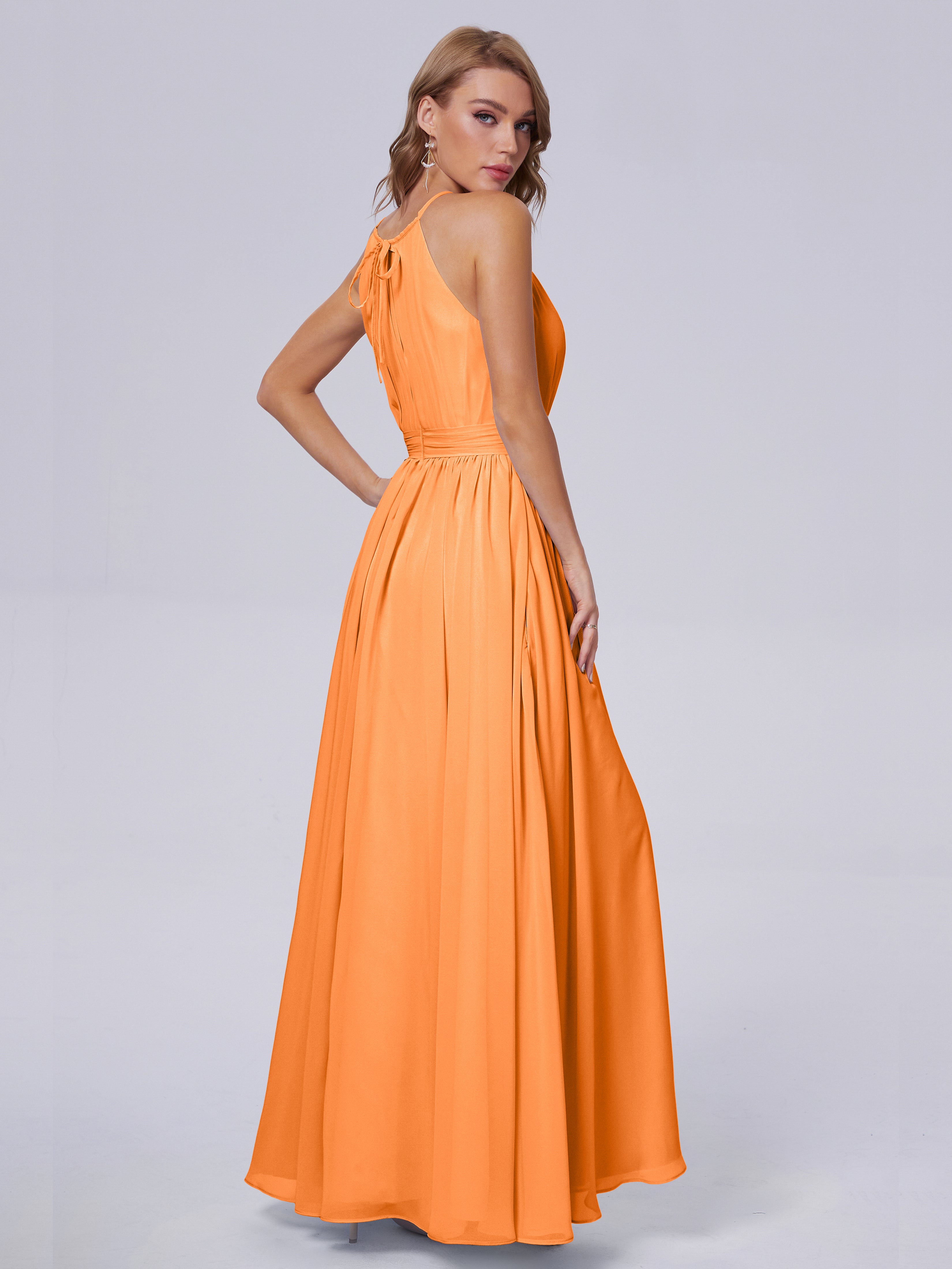 Amy Gorgeous Halter Chiffon Long Bridesmaid Dresses