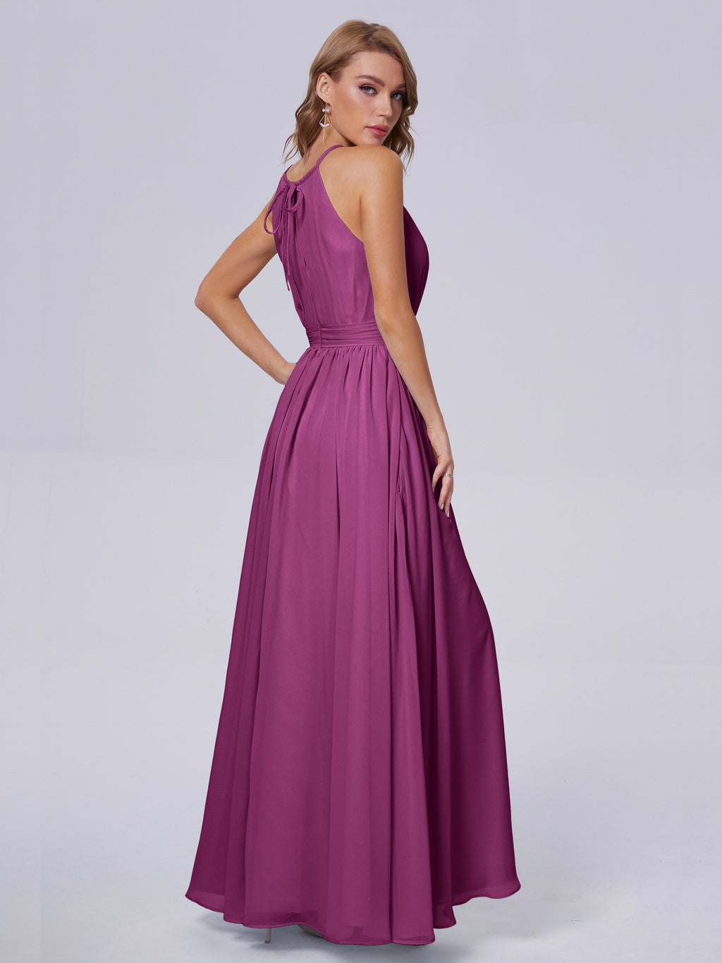 Amy Gorgeous Halter Chiffon Long Bridesmaid Dresses