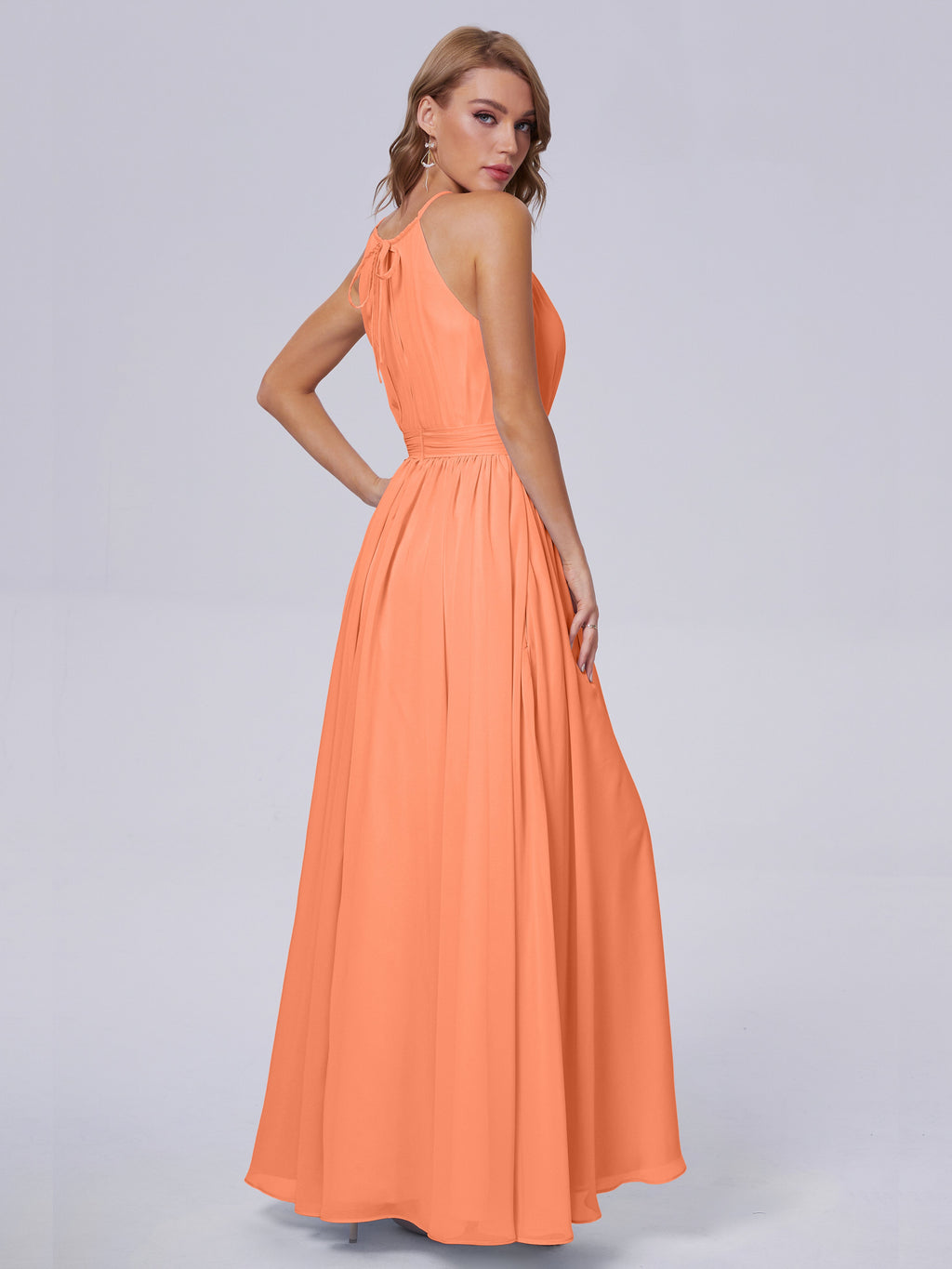 Amy Gorgeous Halter Chiffon Long Bridesmaid Dresses
