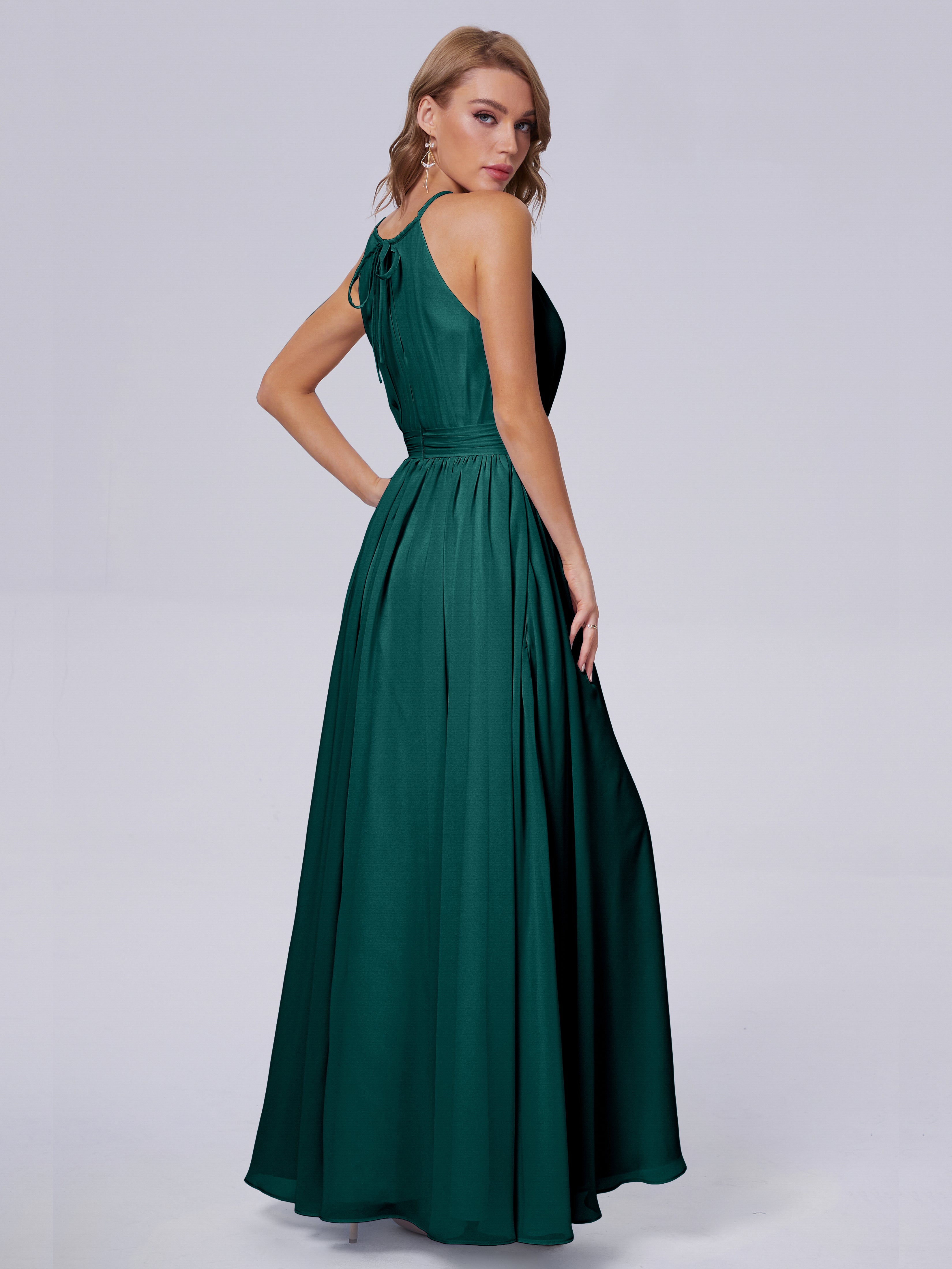 Amy Gorgeous Halter Chiffon Long Bridesmaid Dresses