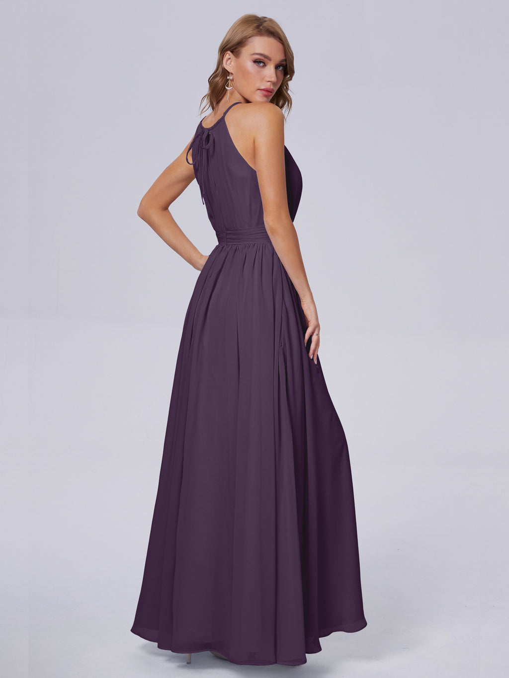 Amy Gorgeous Halter Chiffon Long Bridesmaid Dresses