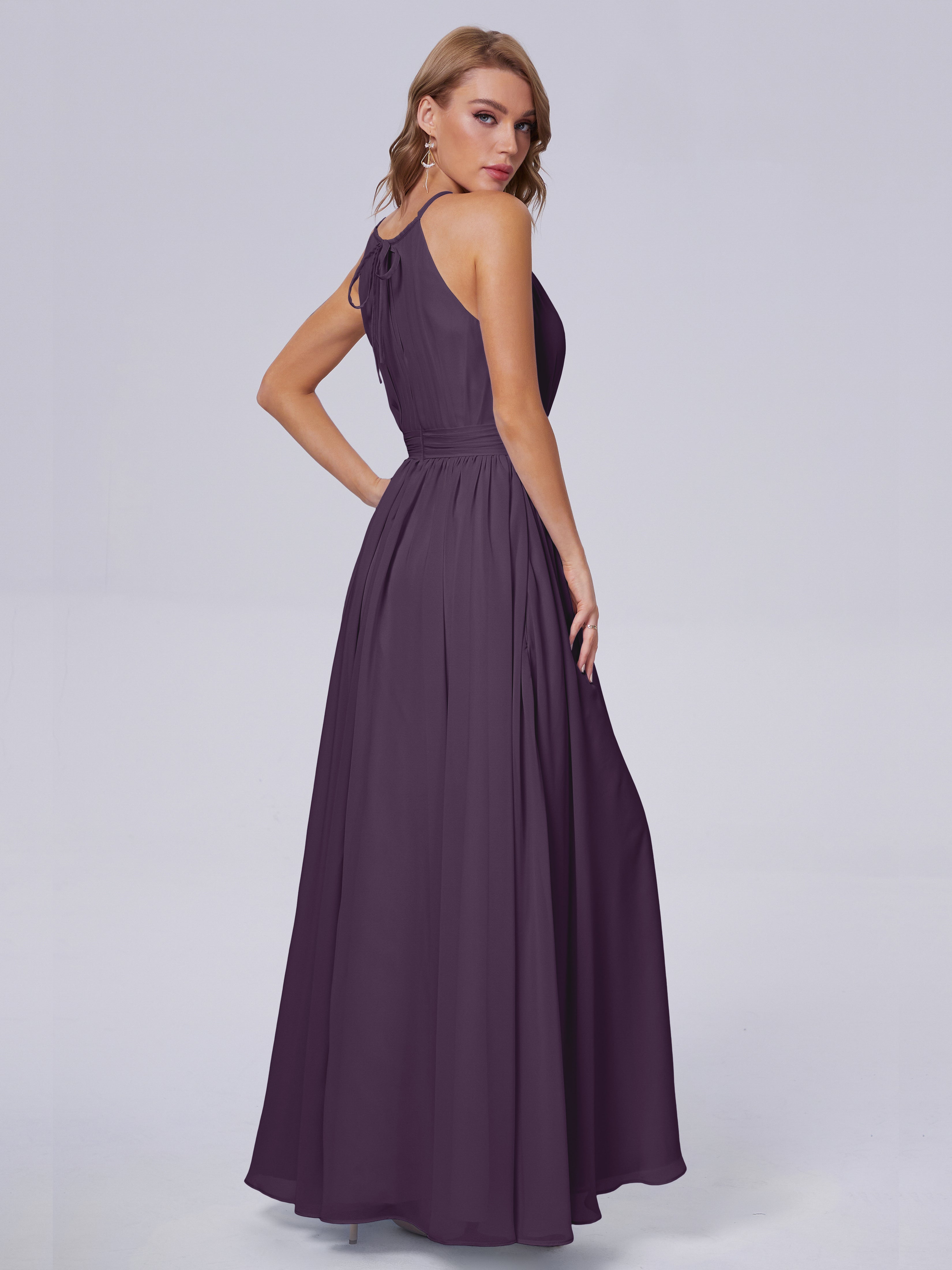 Amy Gorgeous Halter Chiffon Long Bridesmaid Dresses